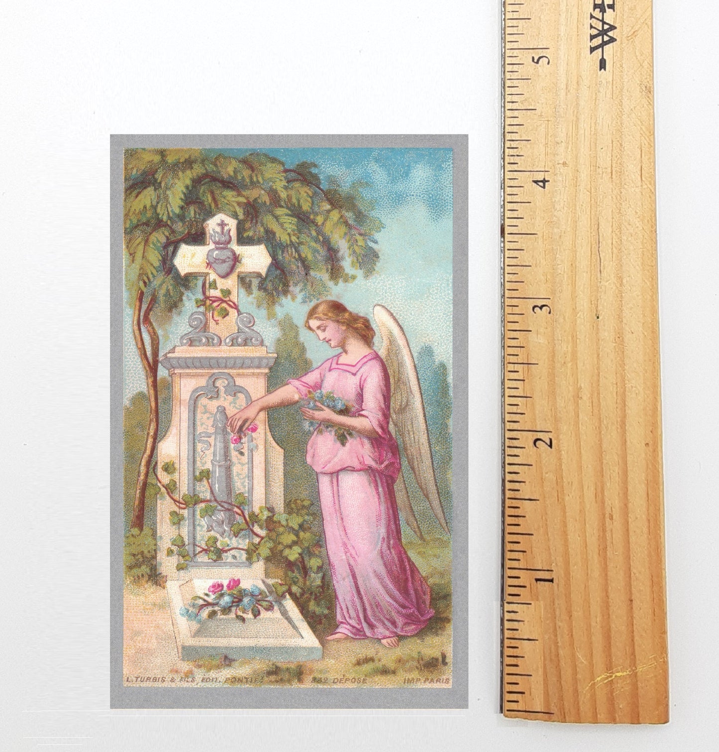 New! Prayer for the Dead – Memorial Card – Angel at the Graveside – Restored Vintage Holy Card / Funeral Card – pack of 10/100/1000