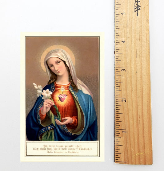 Immaculate Heart of Mary – Novena on Back – pack of 10/100/1000 – Restored Vintage Holy Card
