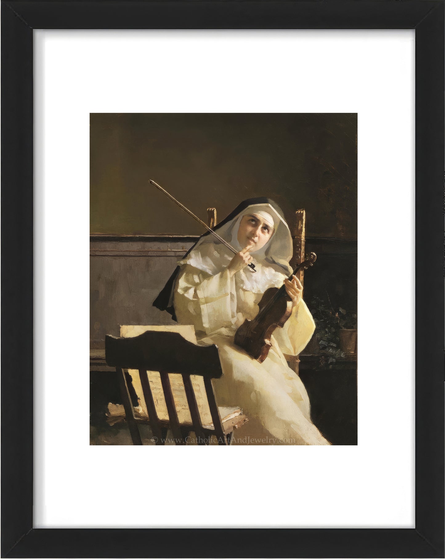 a painting of a woman sitting on a bench