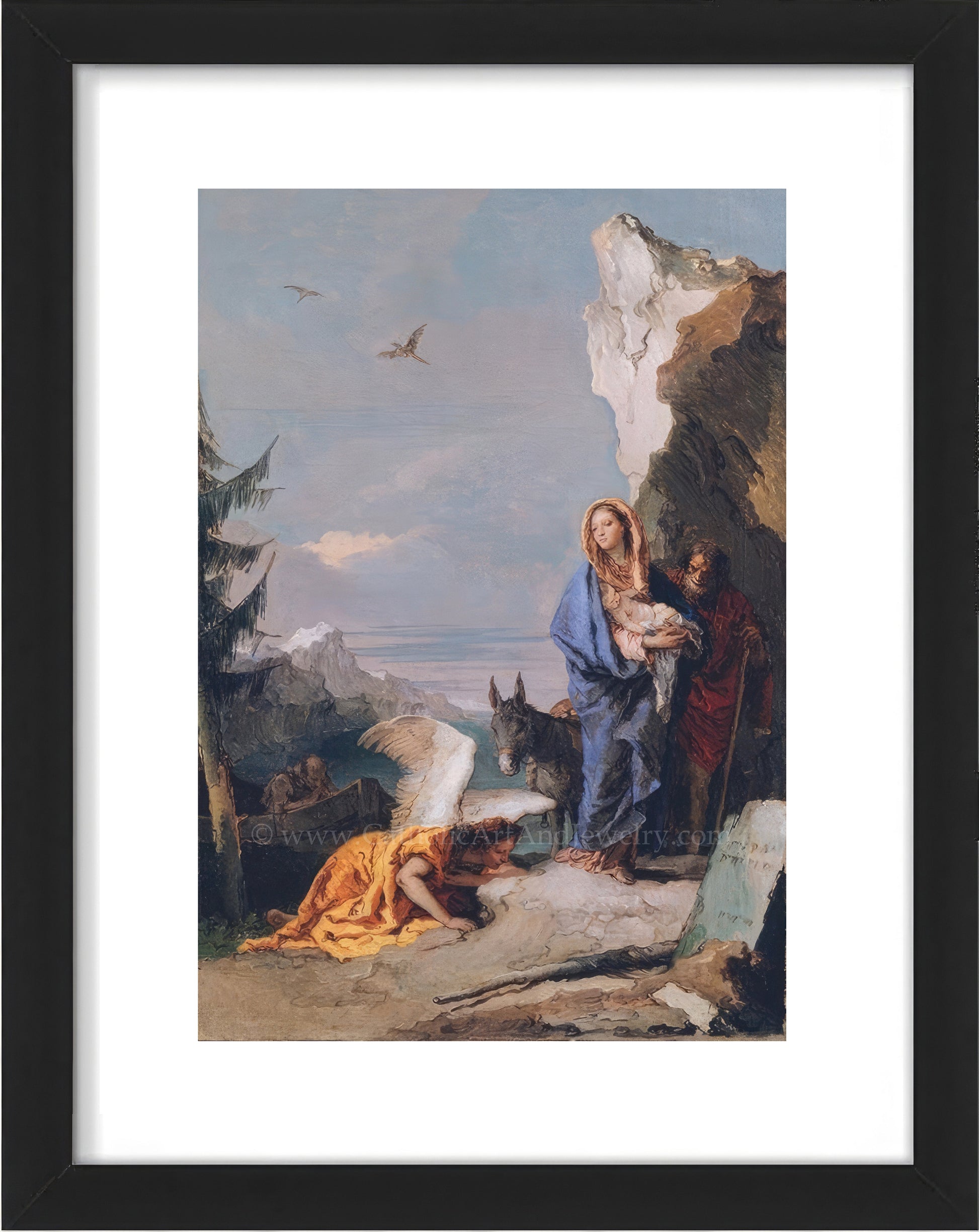 a painting of a man and a woman with a dog