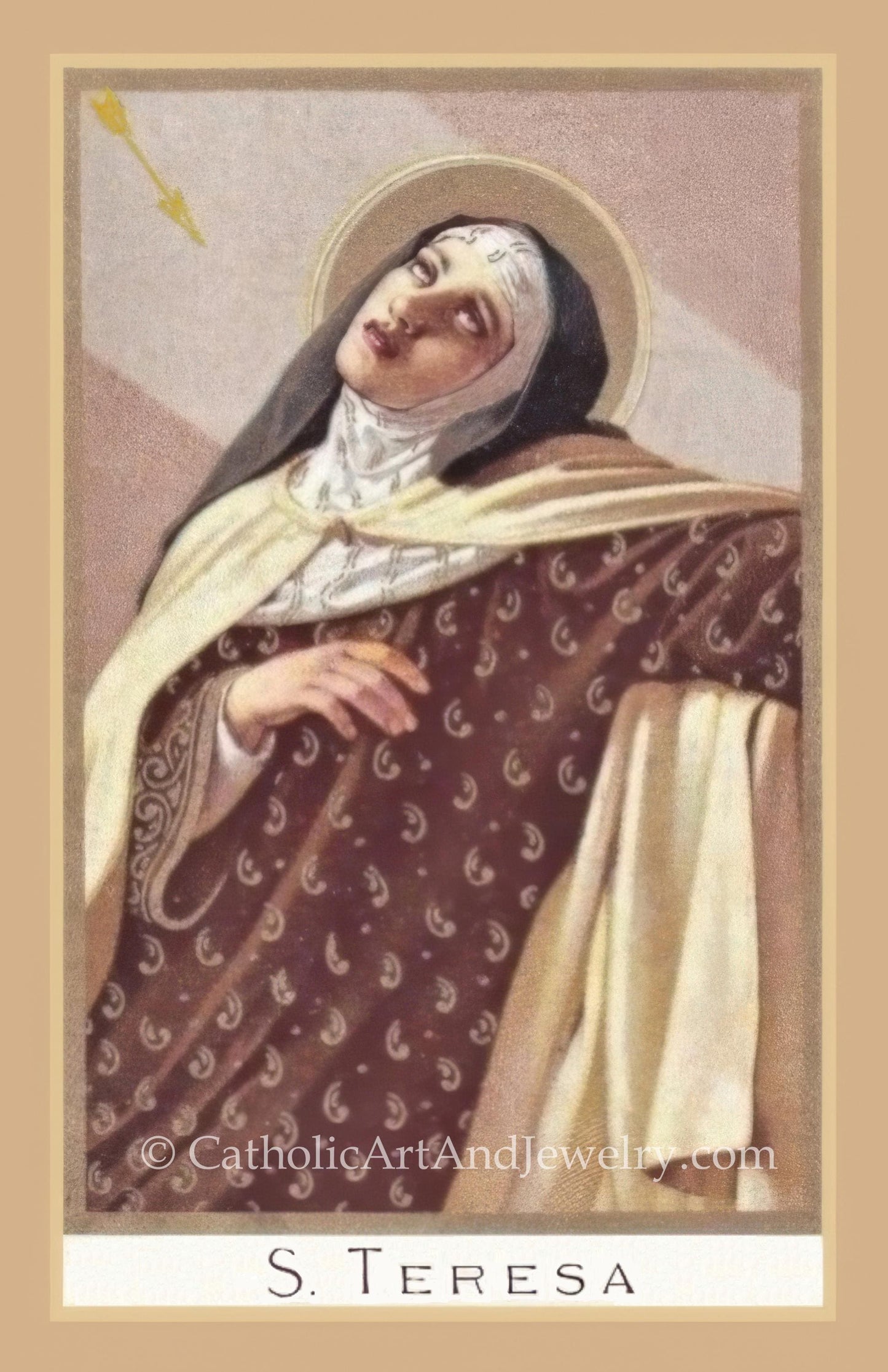 New! St. Teresa of Avila – With a Prayer by Her – pack of 10/100/1000 – Vintage Holy Card