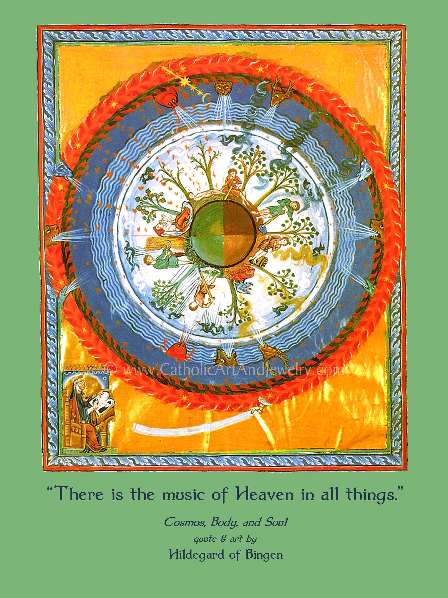 Hildegard of Bingen: There is the Music of Heaven in all Things. –circa 1170 A.D.–Catholic Art Print–Archival Quality – Authentic Quote