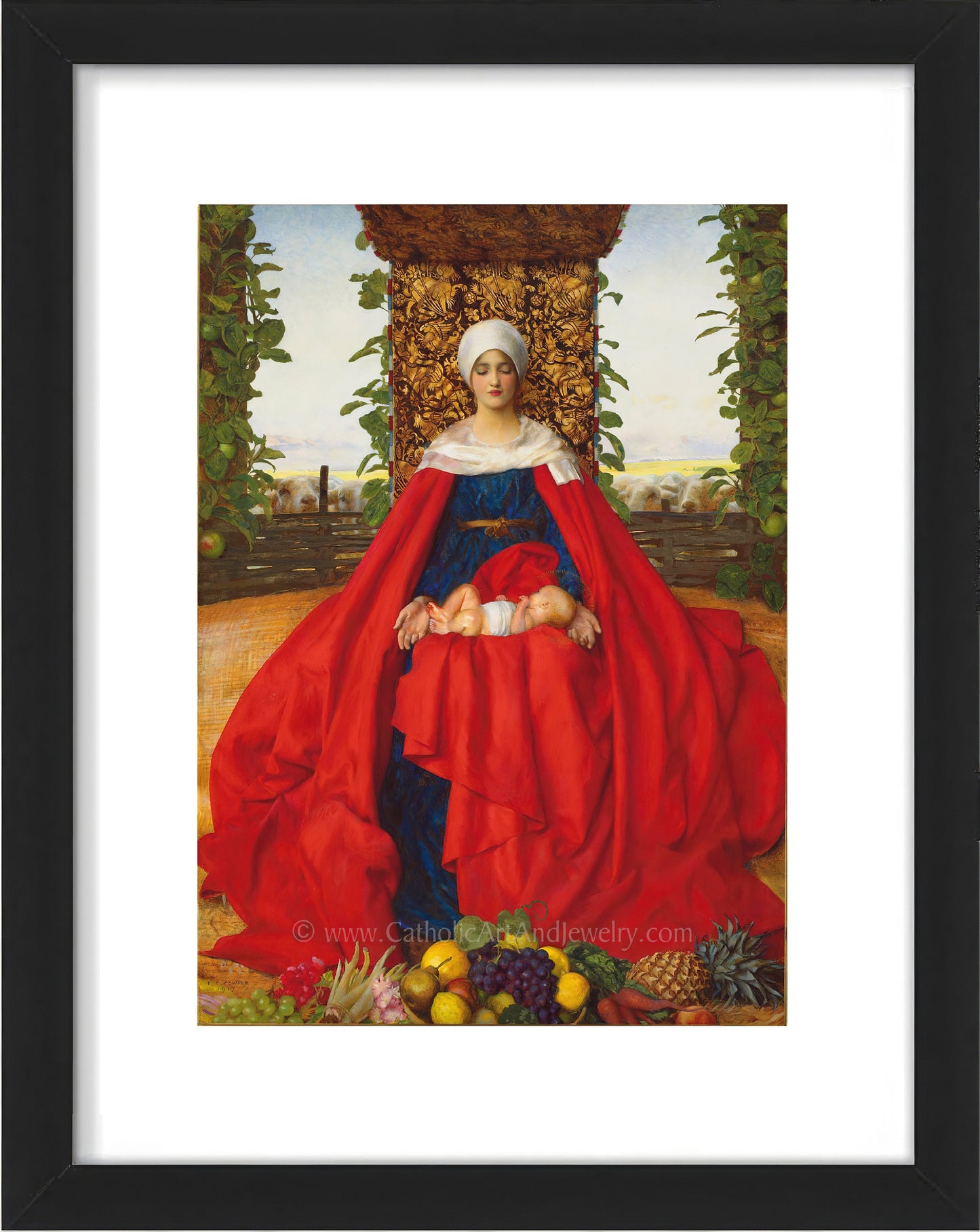 a painting of a woman in a red dress
