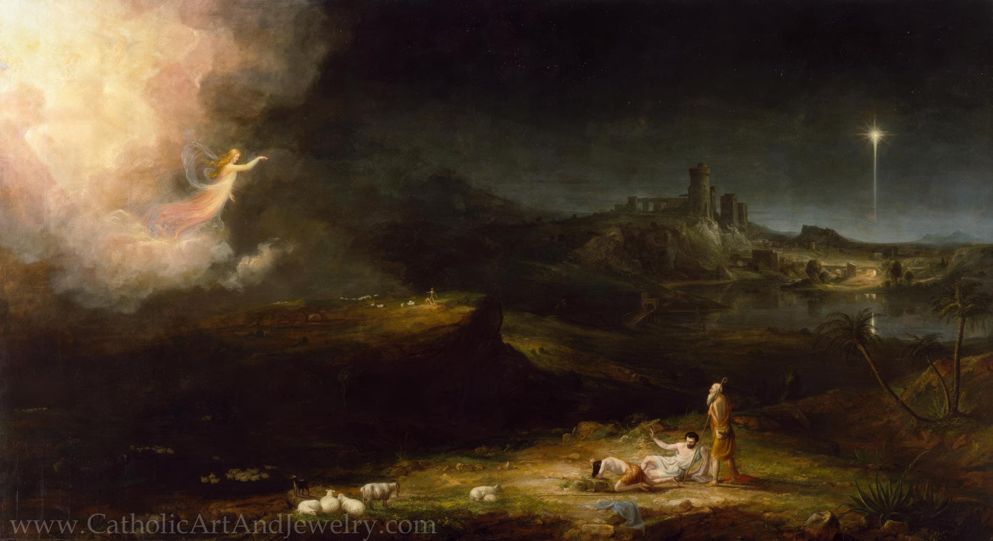 New! Angel Appearing to the Shepherds –  Thomas Cole – Beautiful Christmas Art – Archival Quality