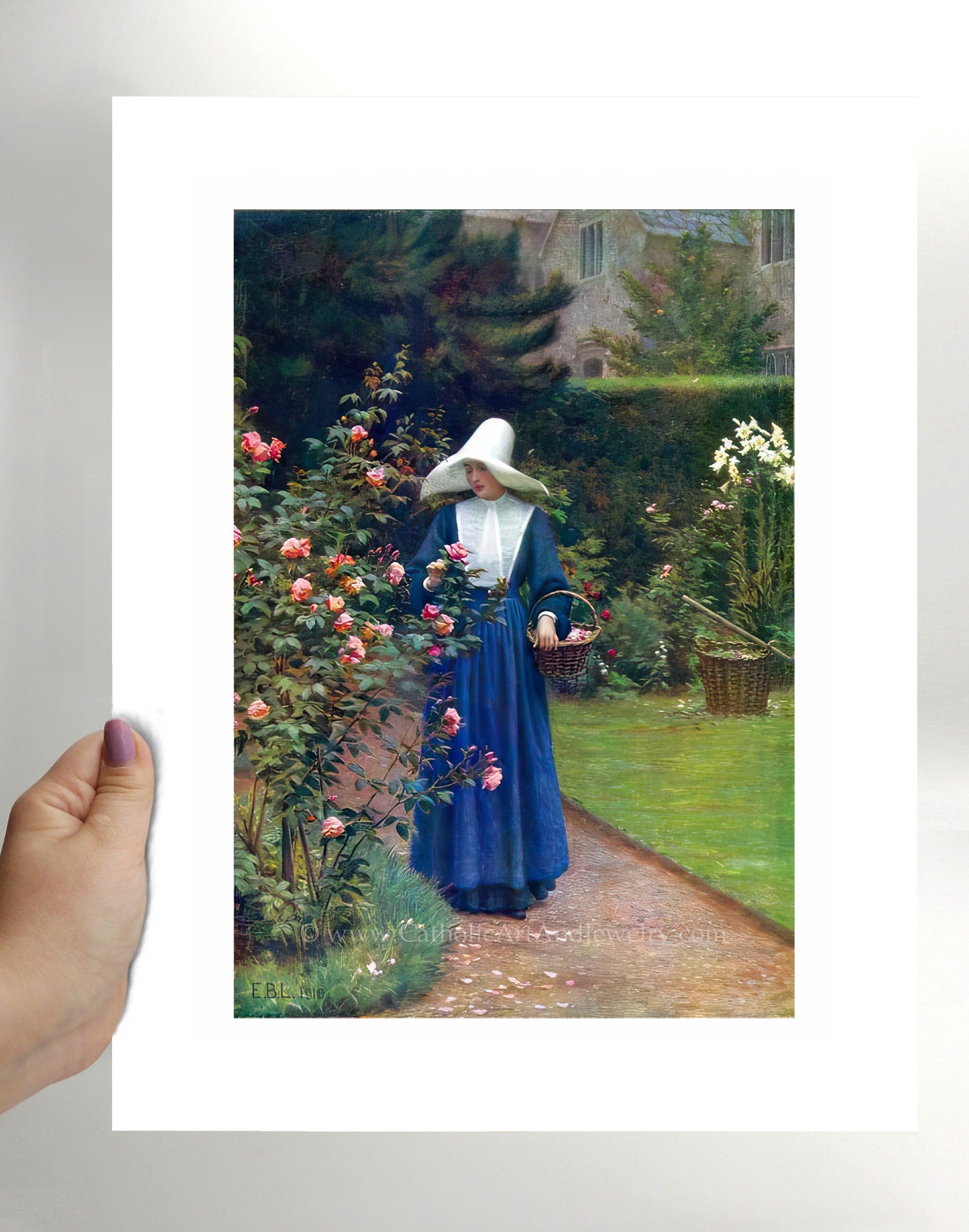 a painting of a woman in a garden