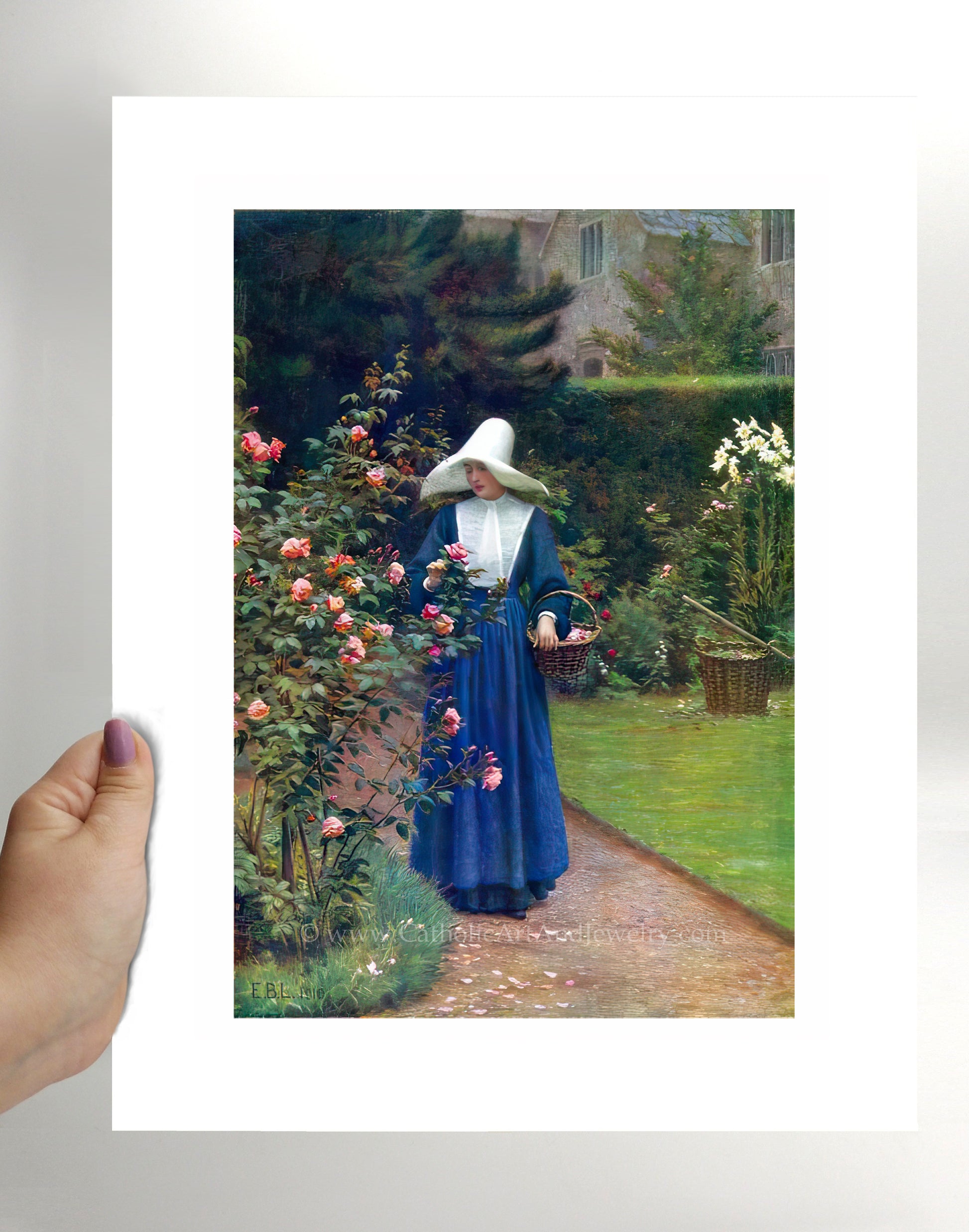 a painting of a woman in a garden