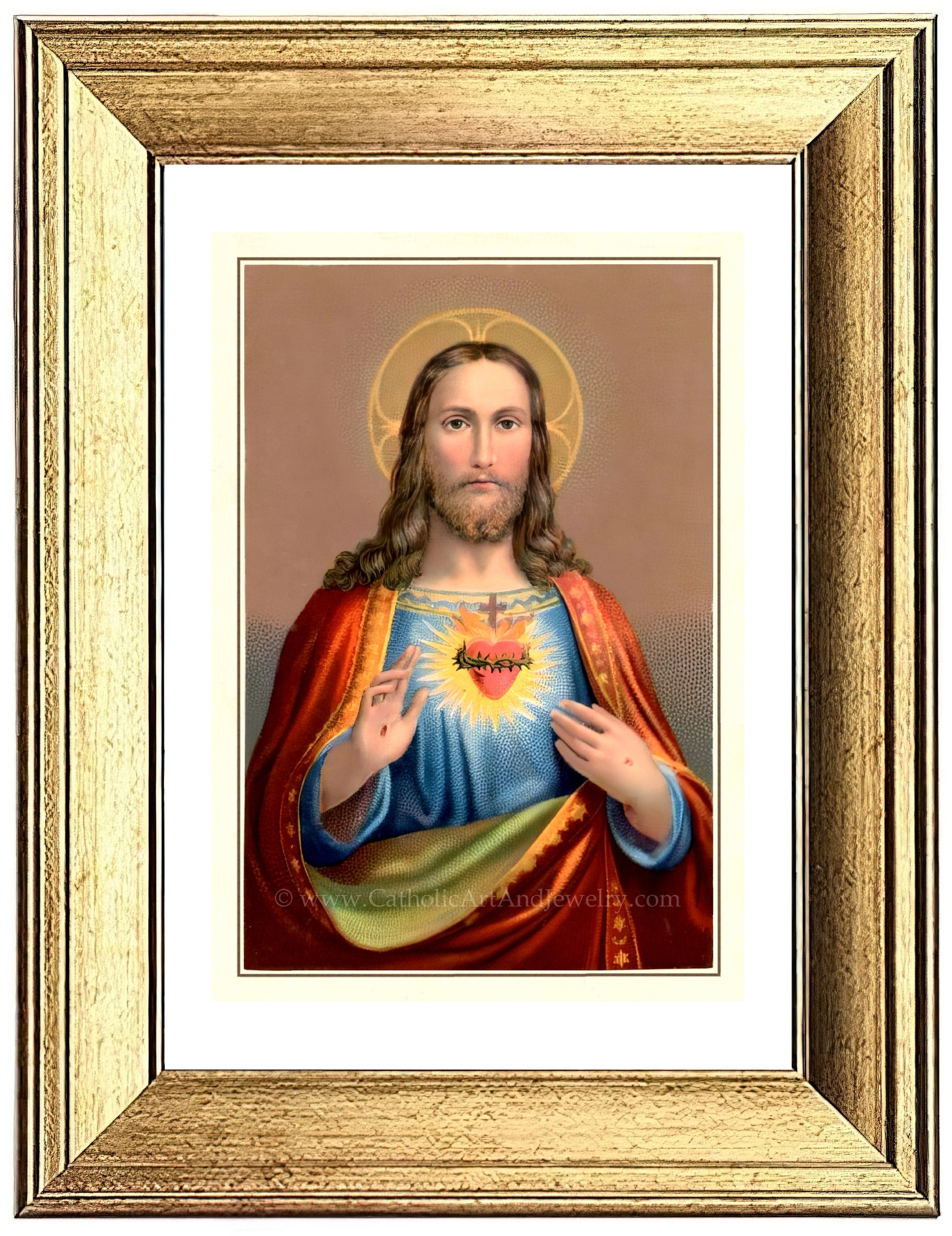 a painting of jesus holding a heart
