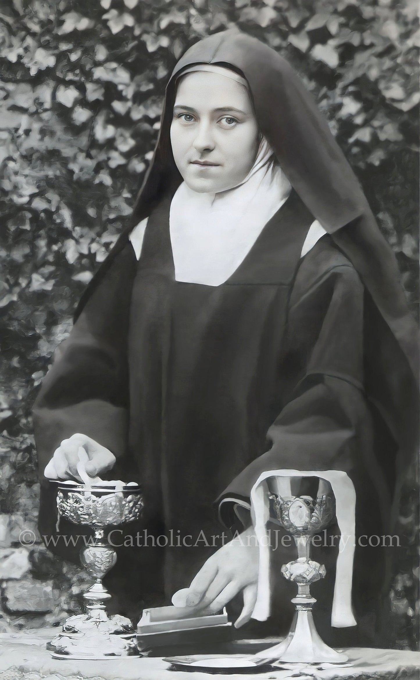 St. Therese Preparing for Mass as the Sacristan – Exclusive Restoration! – Vivid Photo – Saint Theresa – Catholic Gift
