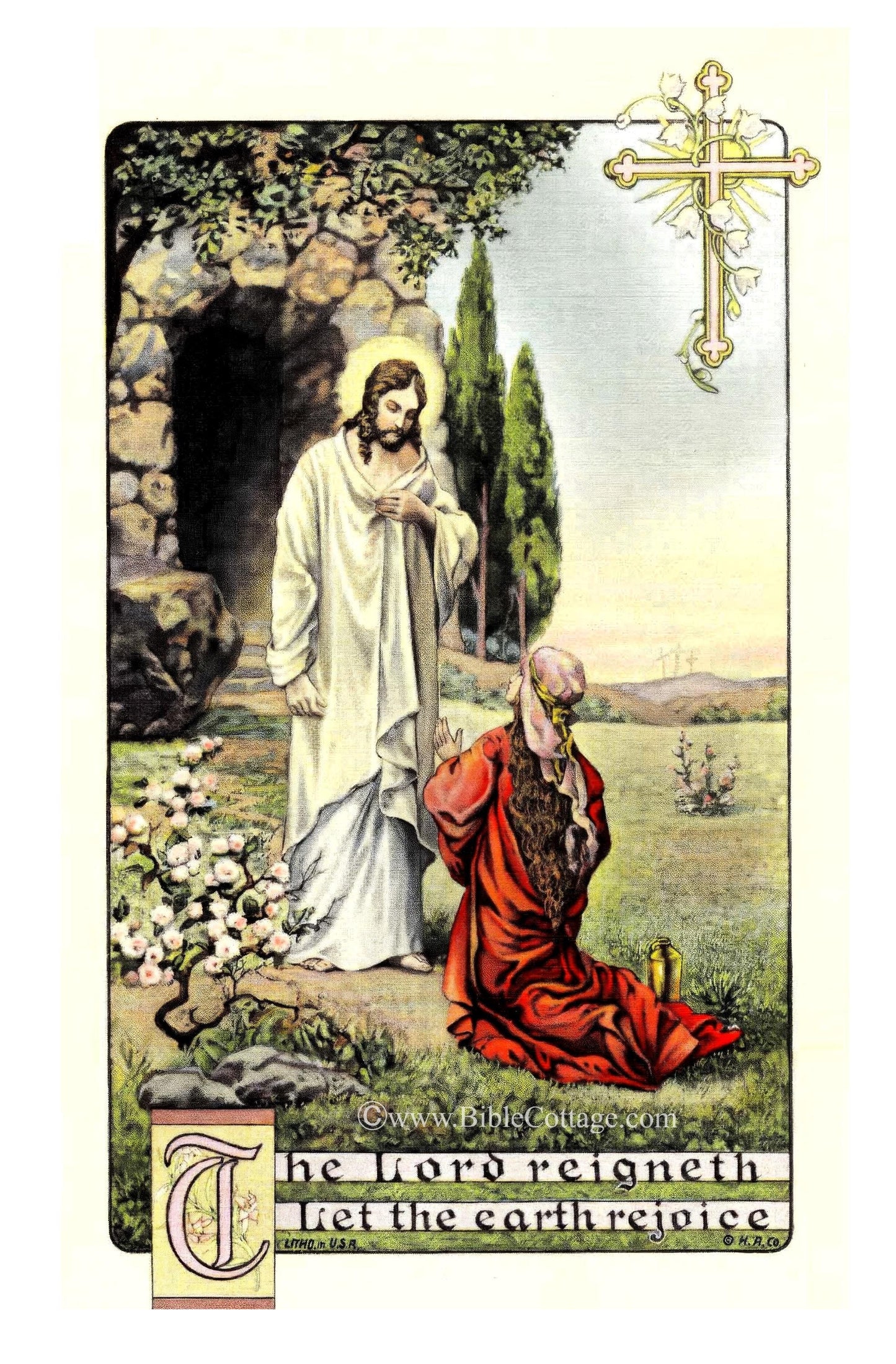 The Lord Reigneth Let the Earth Rejoice – Psalm 97 – Easter – Vintage Bible Art – Inspiring and Encouraging