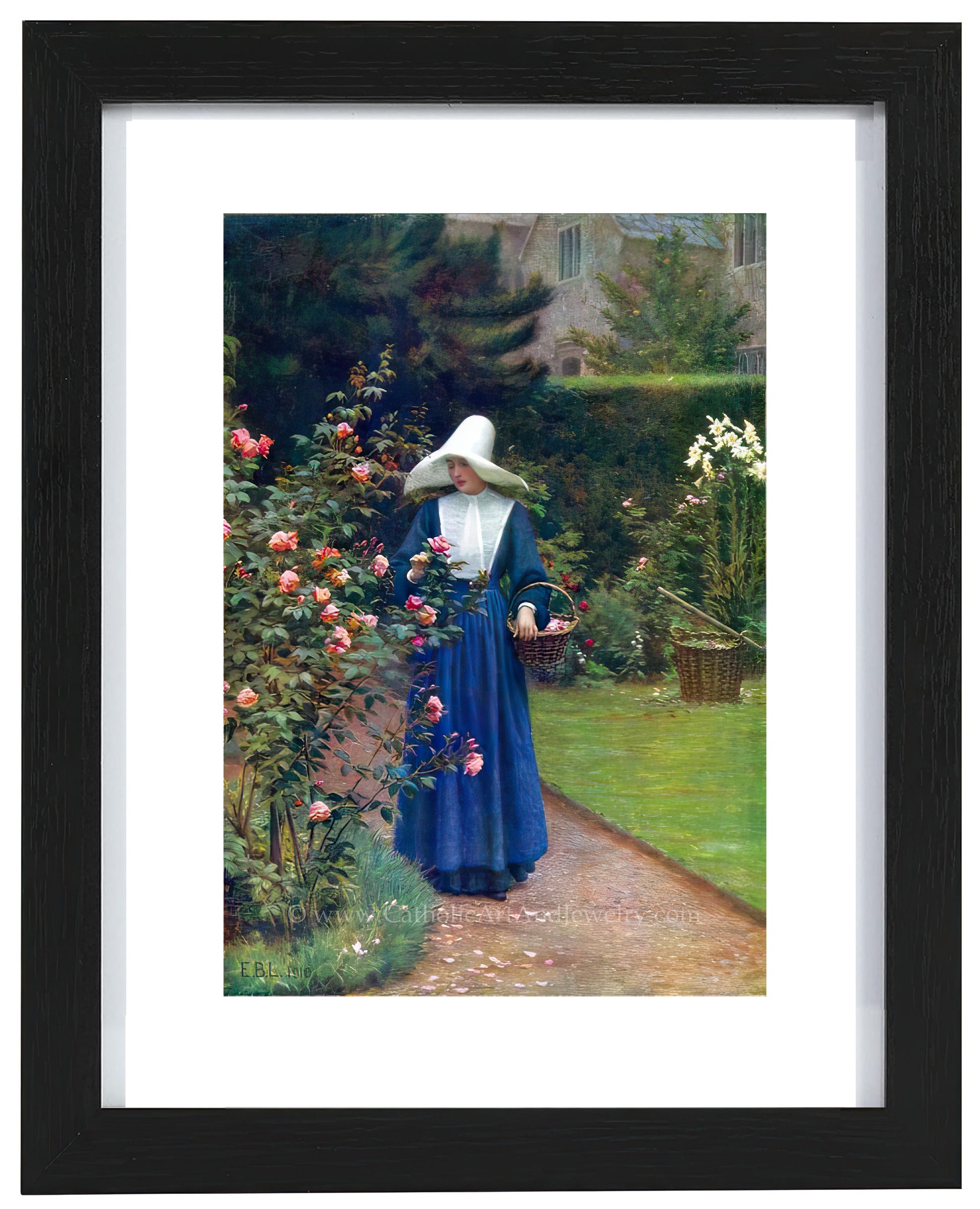 a painting of a woman in a blue dress