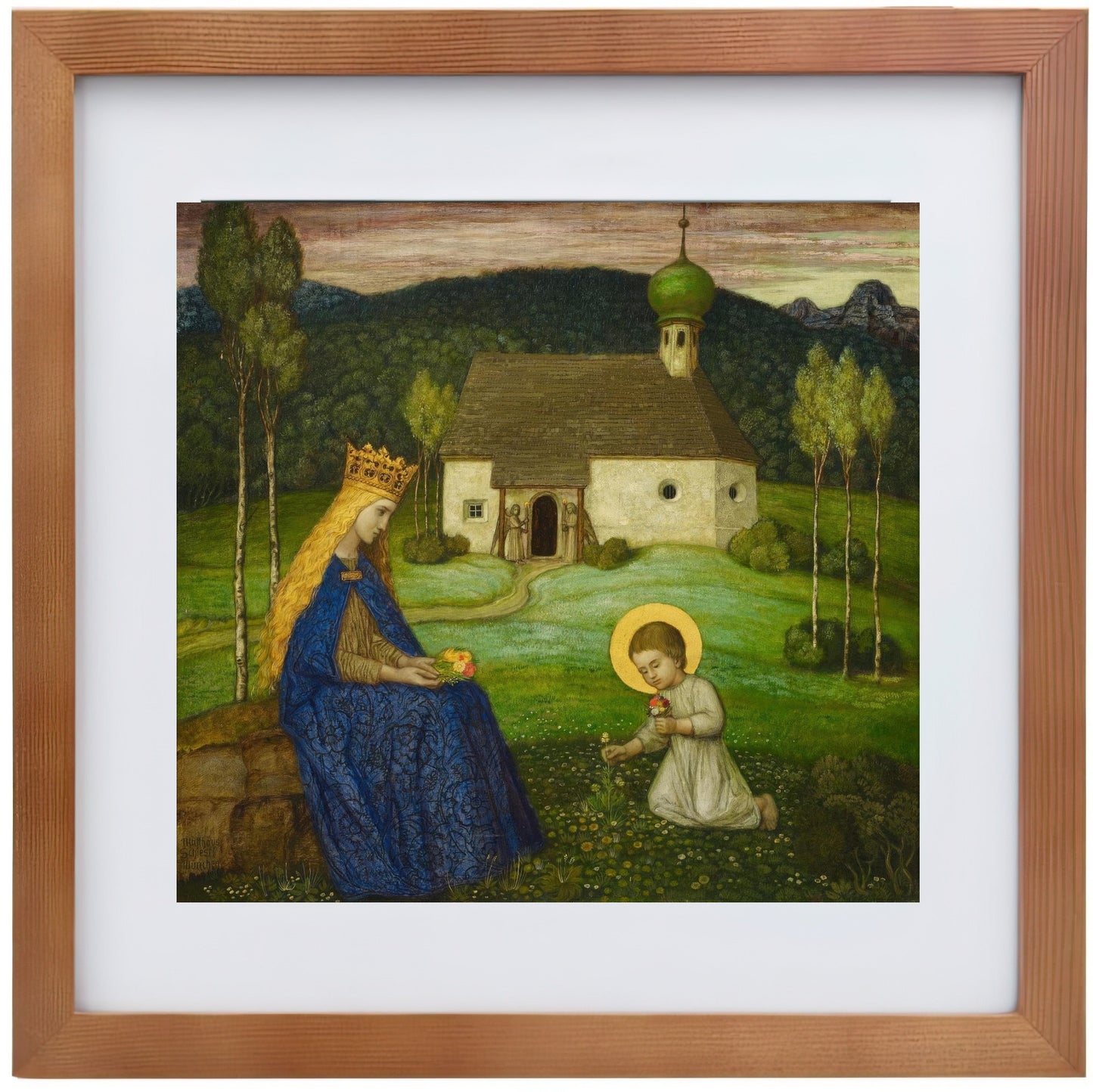 Mary with the Child Jesus at the Chapel – Matthäus Schiestl – Catholic Art Print – Archival Quality