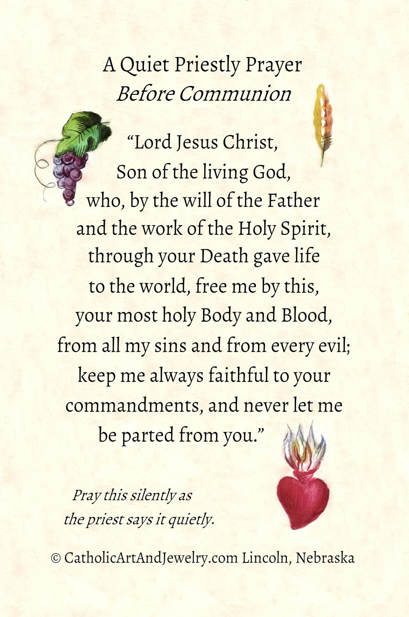 New! Eucharist and Dove Holy Card – Quiet Priestly Prayer – pack of 10/100/1000 – Restored Vintage Holy Card