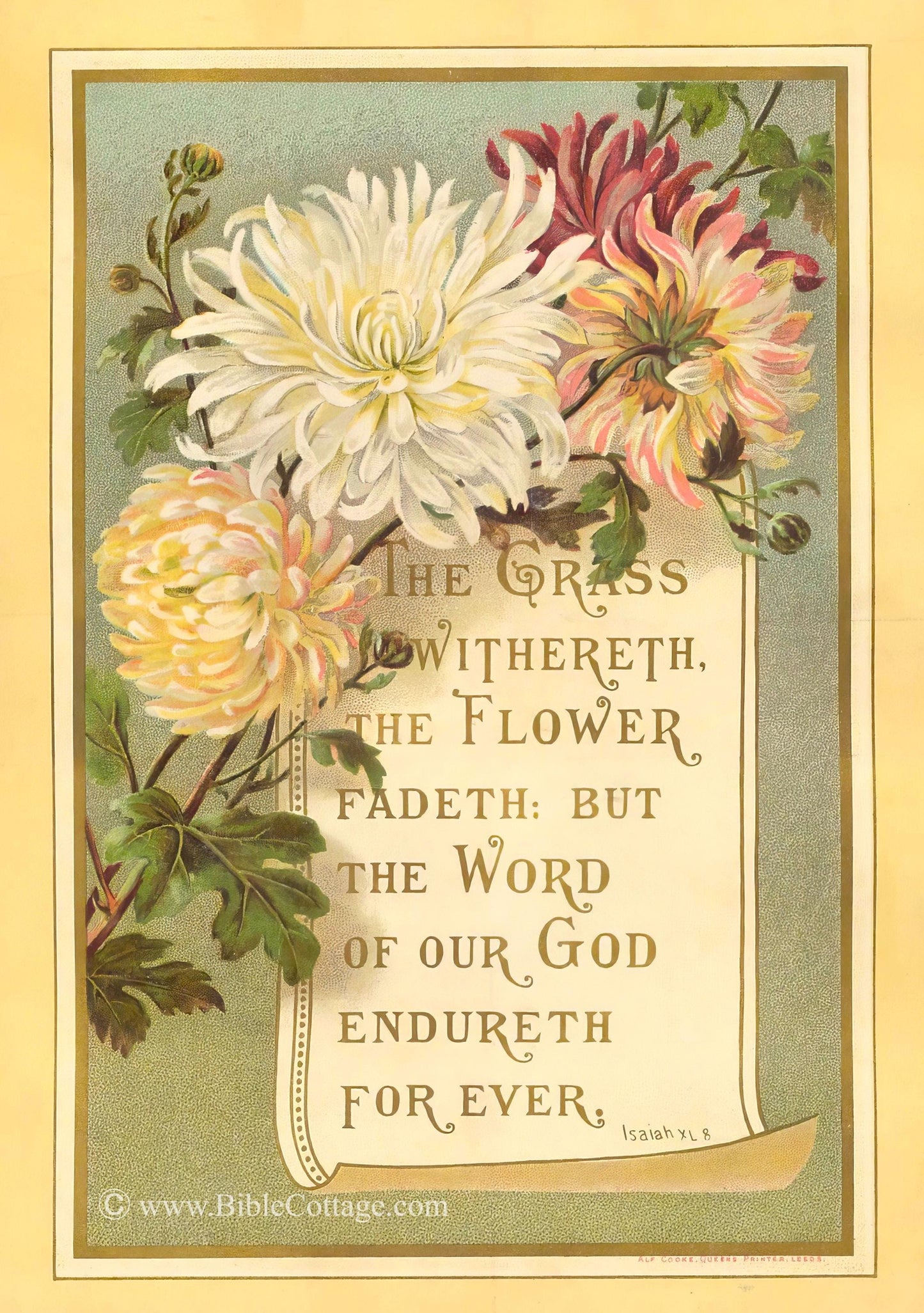New! The Word of Our God Endureth Forever – Isaiah 40:8 – Vintage Bible Art – Inspiring and Encouraging