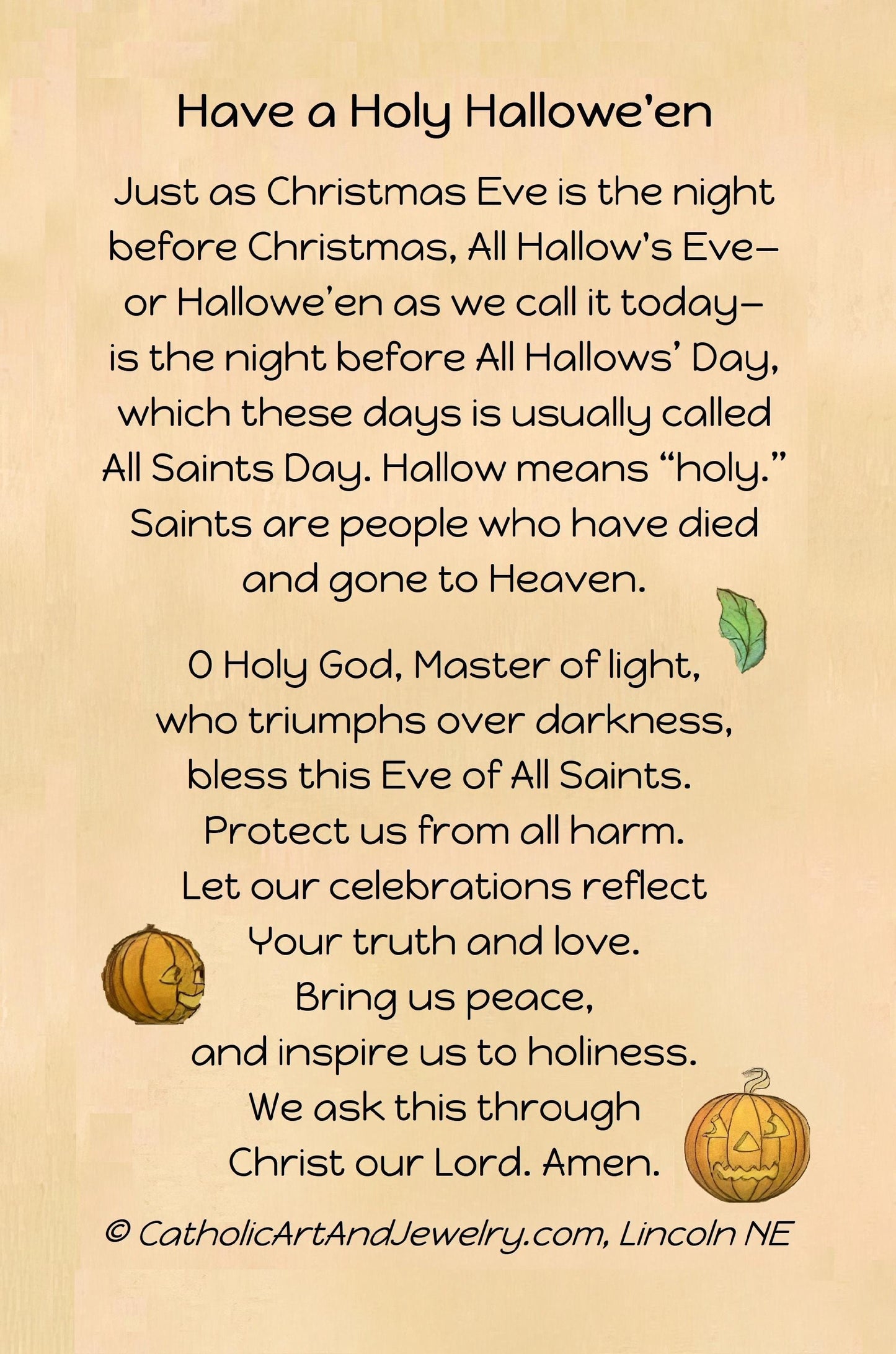 New! Have a Holy Halloween! – Vintage Holy Card – All Hallows' Eve – pack of 10/100/1000