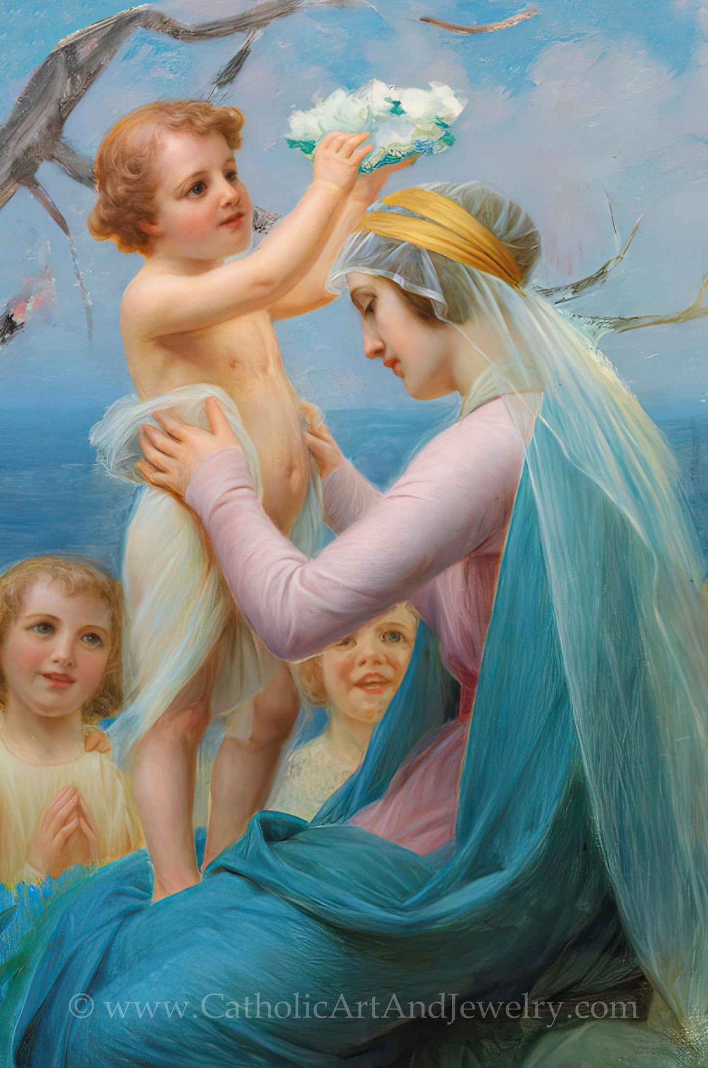 New! Crowning of Mary Holy Card – Prayer to the Queen of Heaven – Enric Vidal – pack of 10/100/1000 – Madonna and Child