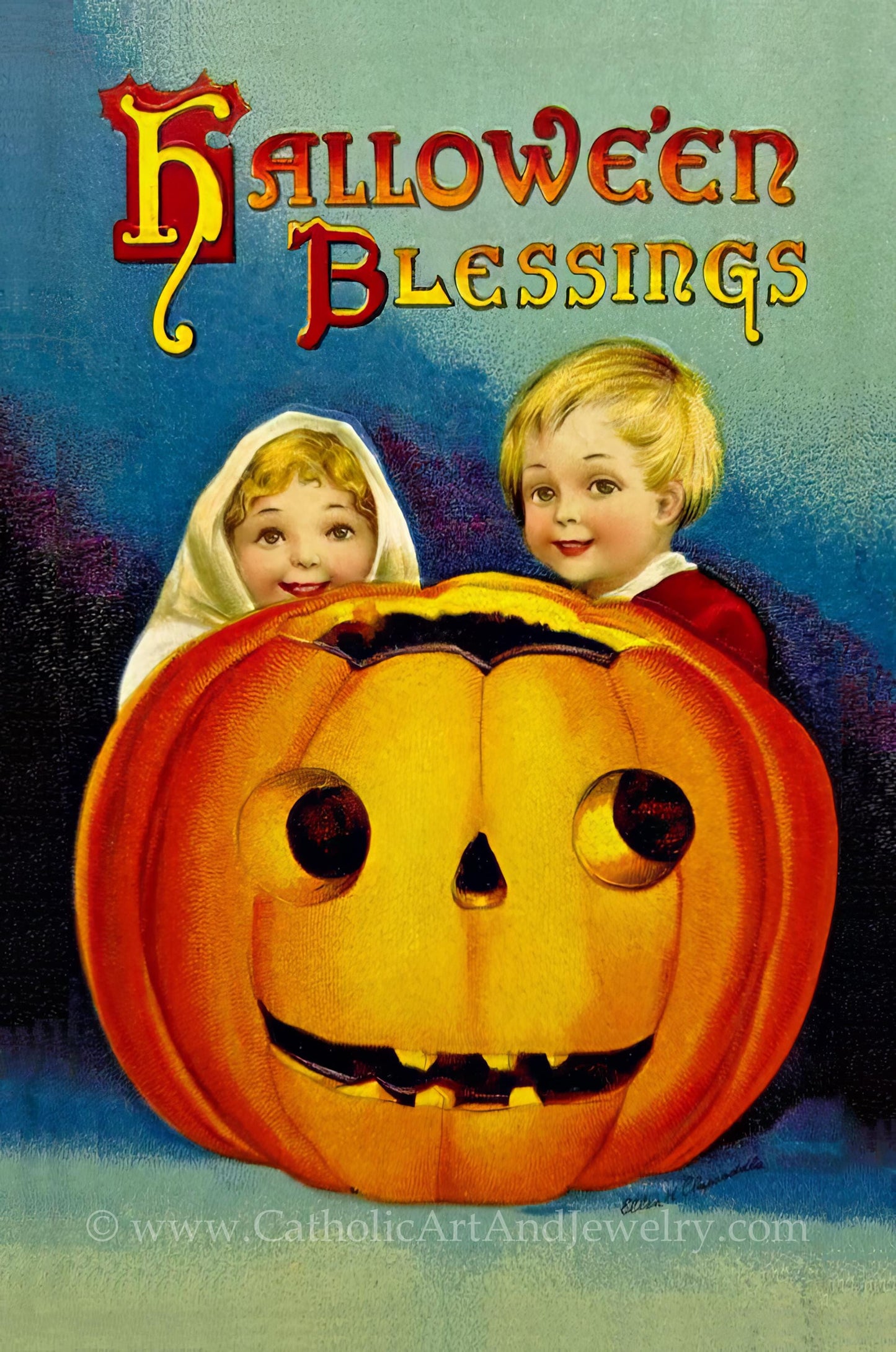 New! Halloween Blessings! – Catholic/Christian Holy Card – All Hallows' Eve – Vintage Holy Card – pack of 10/100/1000