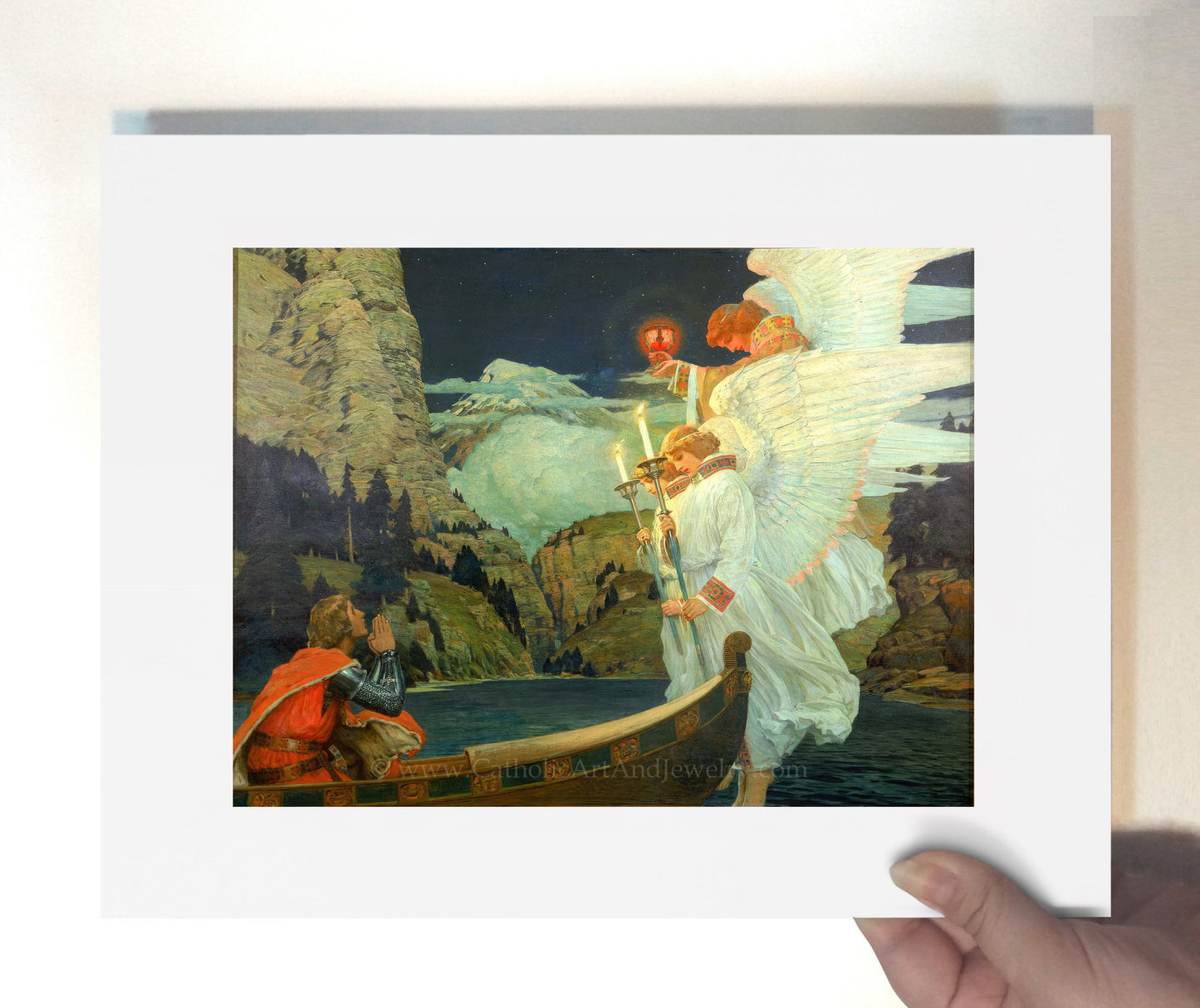 a painting of two people on a boat