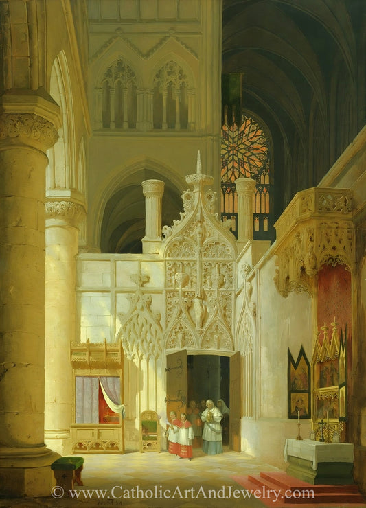 New! Gothic Church Interior – Max Emanuel Ainmiller – Catholic Art Print – Archival Quality