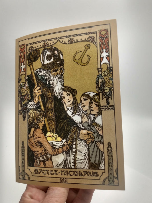 Christmas Card – St. Nicholas The Original Santa Claus – folds to 5x7" – With Envelope – 1 / 10 / 50 / 100