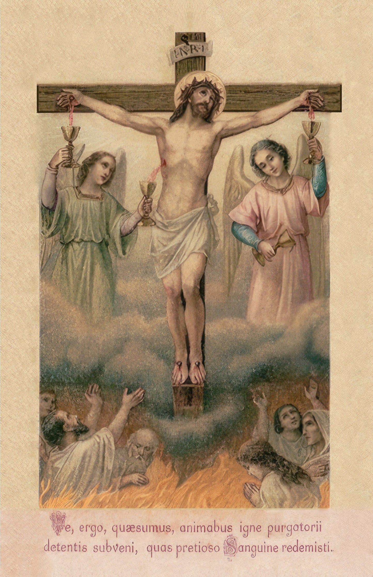 Prayer for the Holy Souls in Purgatory – St. Gertrude's Prayer – Restored Vintage Holy Card / Funeral Card – pack of 10/100/1000