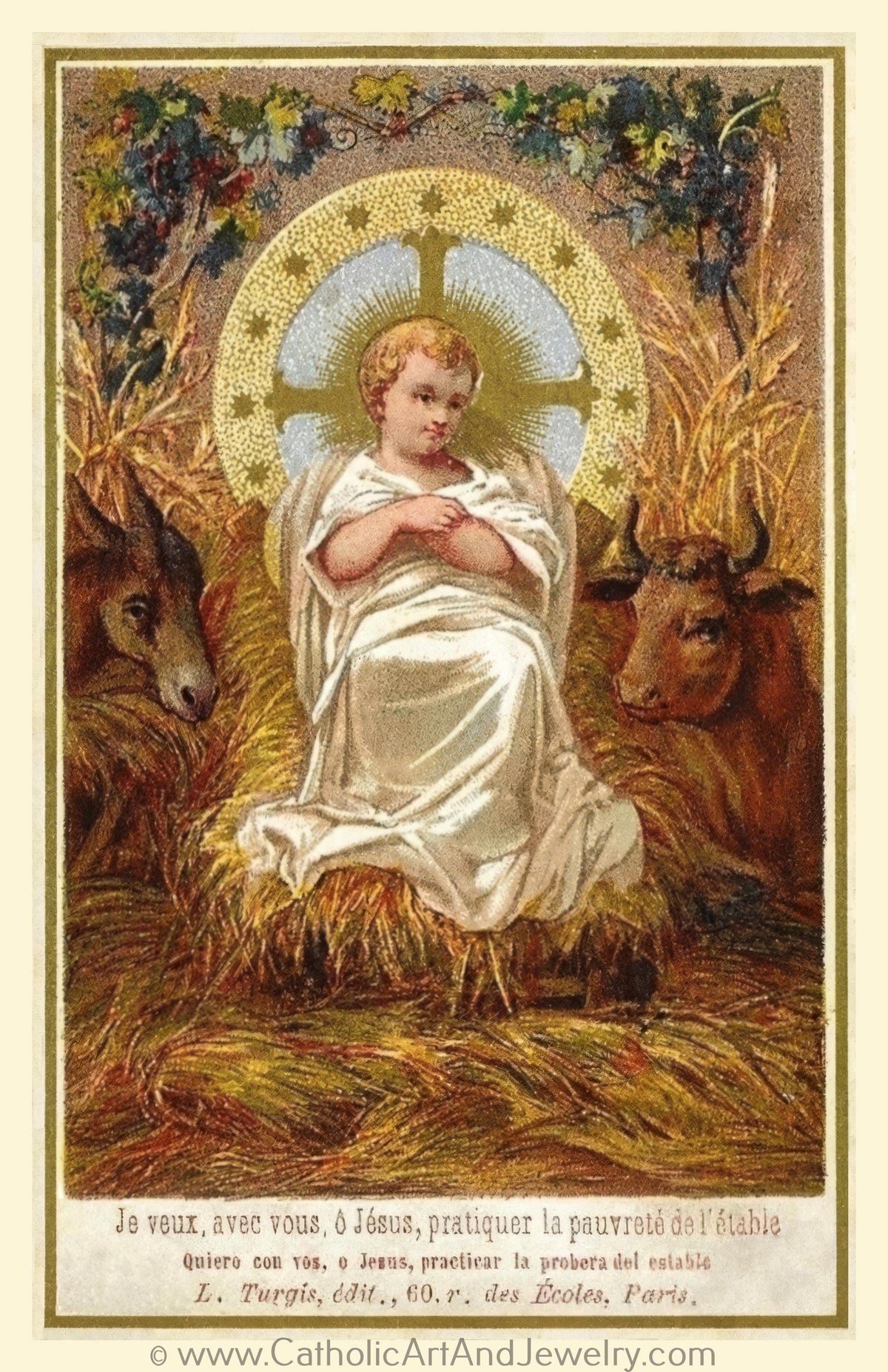 New! Christmas Nativity – Turgis – Christmas Holy Card #27 – pack of 10/100/1000 – Vintage Holy Card #