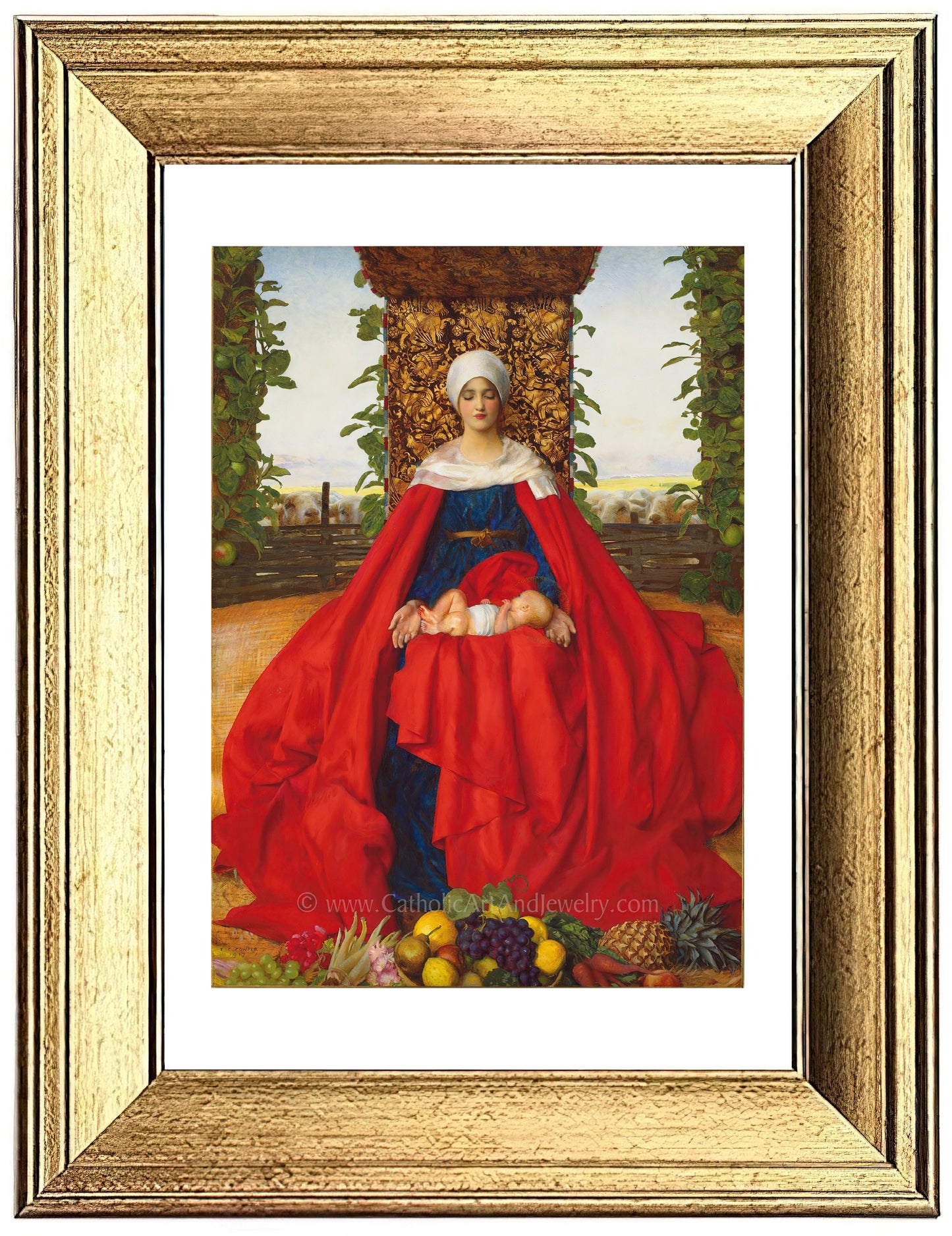 a painting of a woman in a red dress