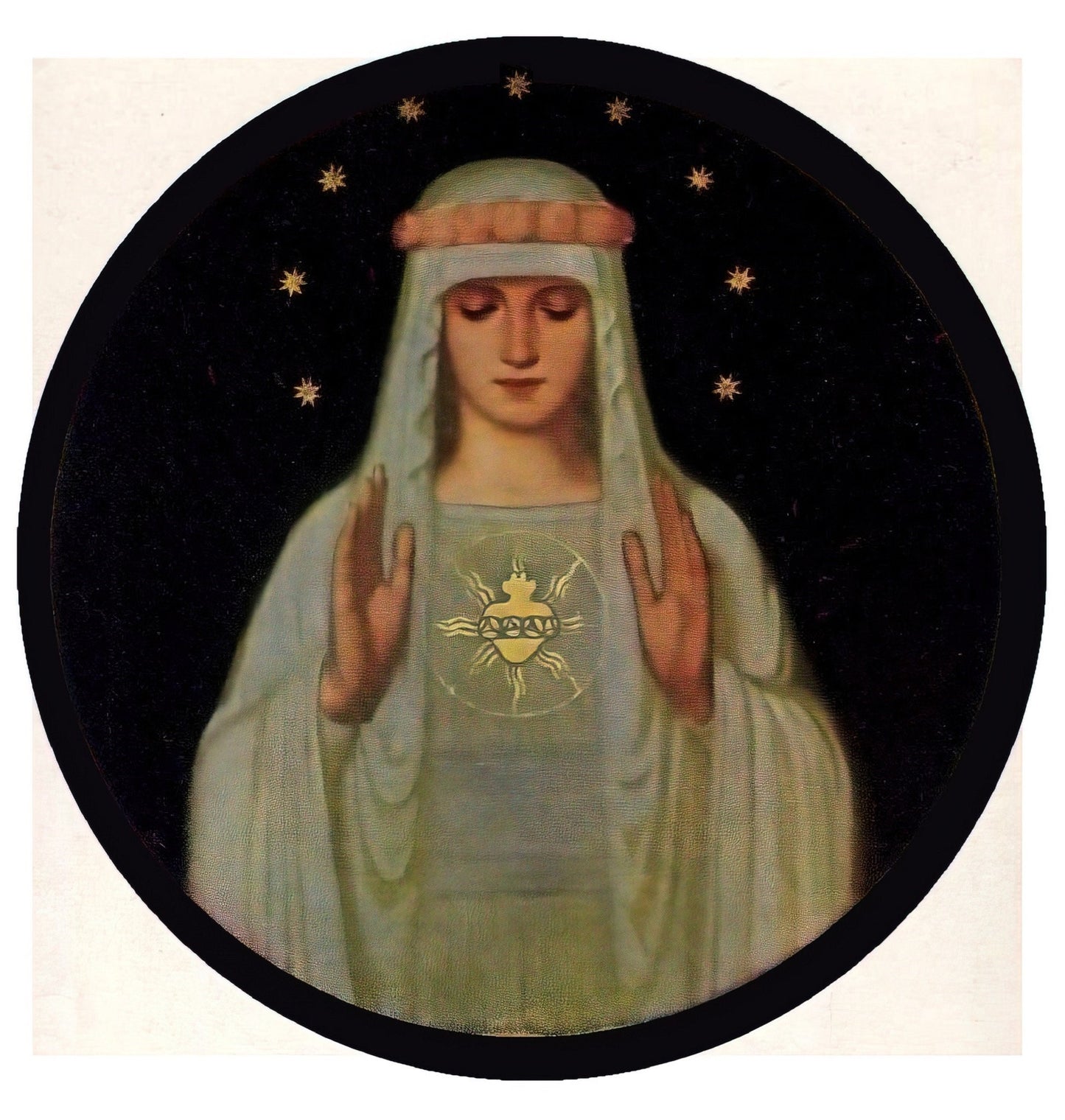 New! Immaculate Heart of Mary by Fritz Kunz – Framed – 4.25x4.25"