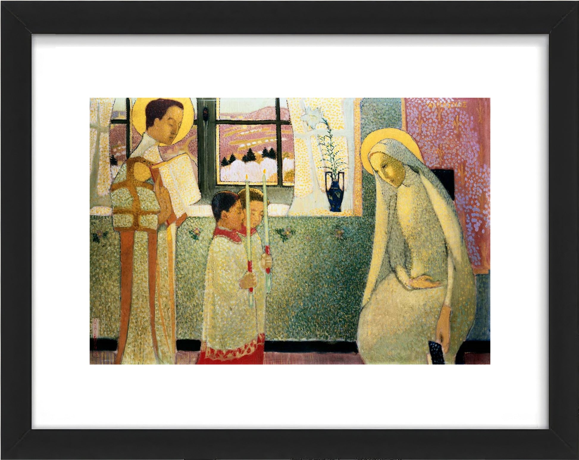 a painting of a nun and a child