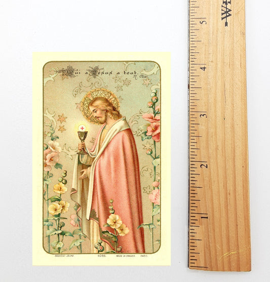 Anima Christi – Jesus Holding the Eucharist – Restored Vintage Holy Card – pack of 10/100/1000 - Catholic Art and Jewelry