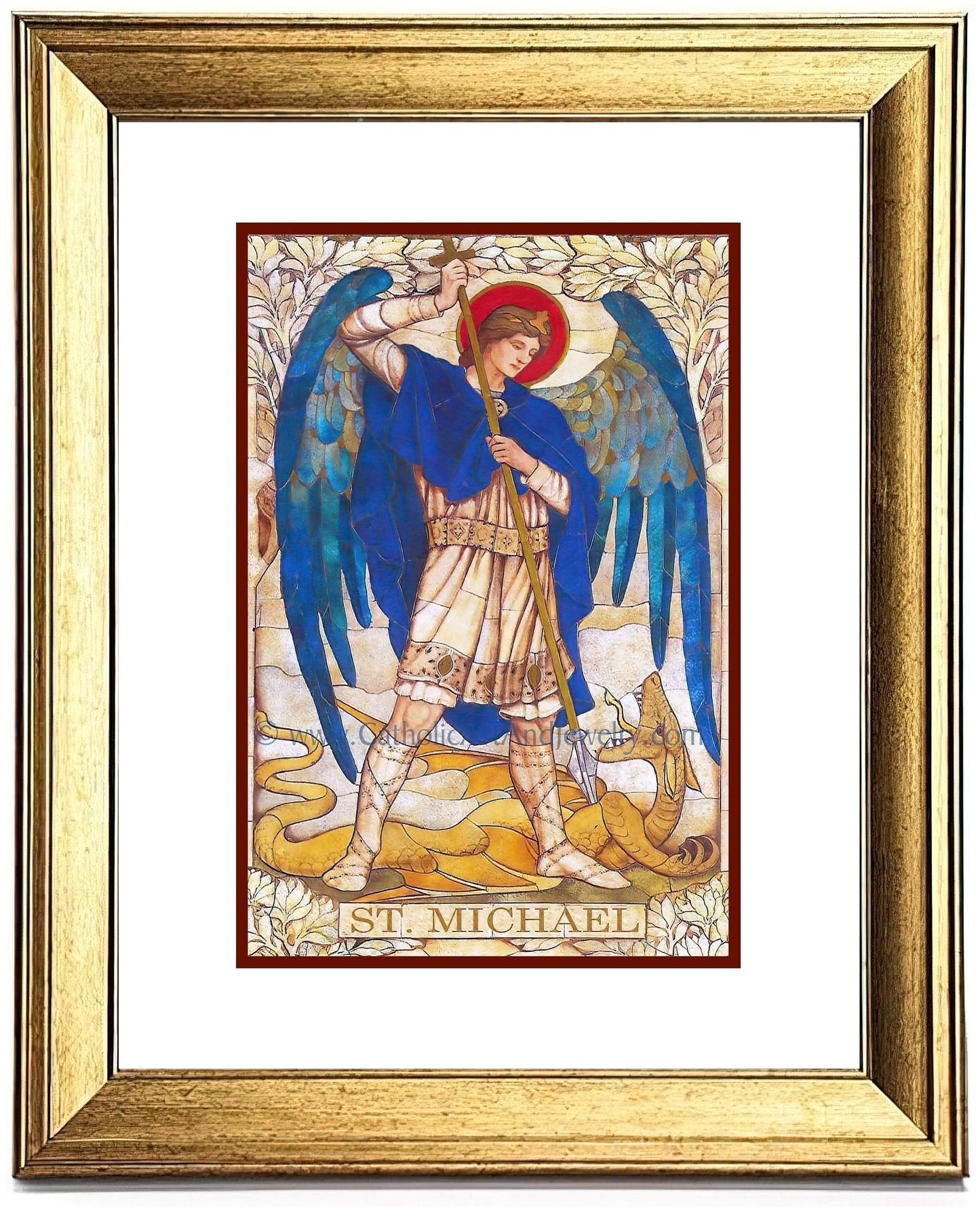 Archangel Michael – based on a Vintage Stained Glass Window – Art Nouveau – Catholic Art Print – Archival – Catholic Gift – Angel - Catholic Art and Jewelry