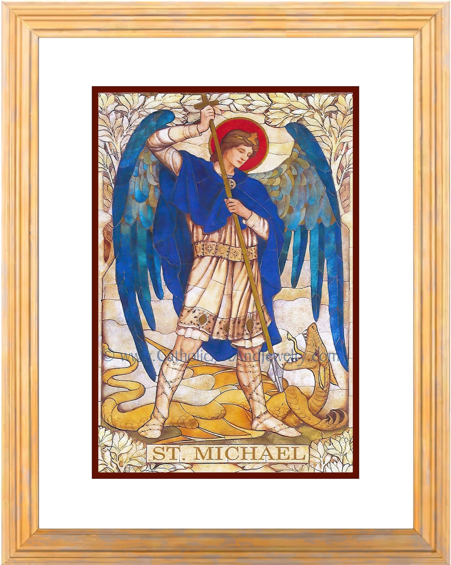 Archangel Michael – based on a Vintage Stained Glass Window – Art Nouveau – Catholic Art Print – Archival – Catholic Gift – Angel - Catholic Art and Jewelry