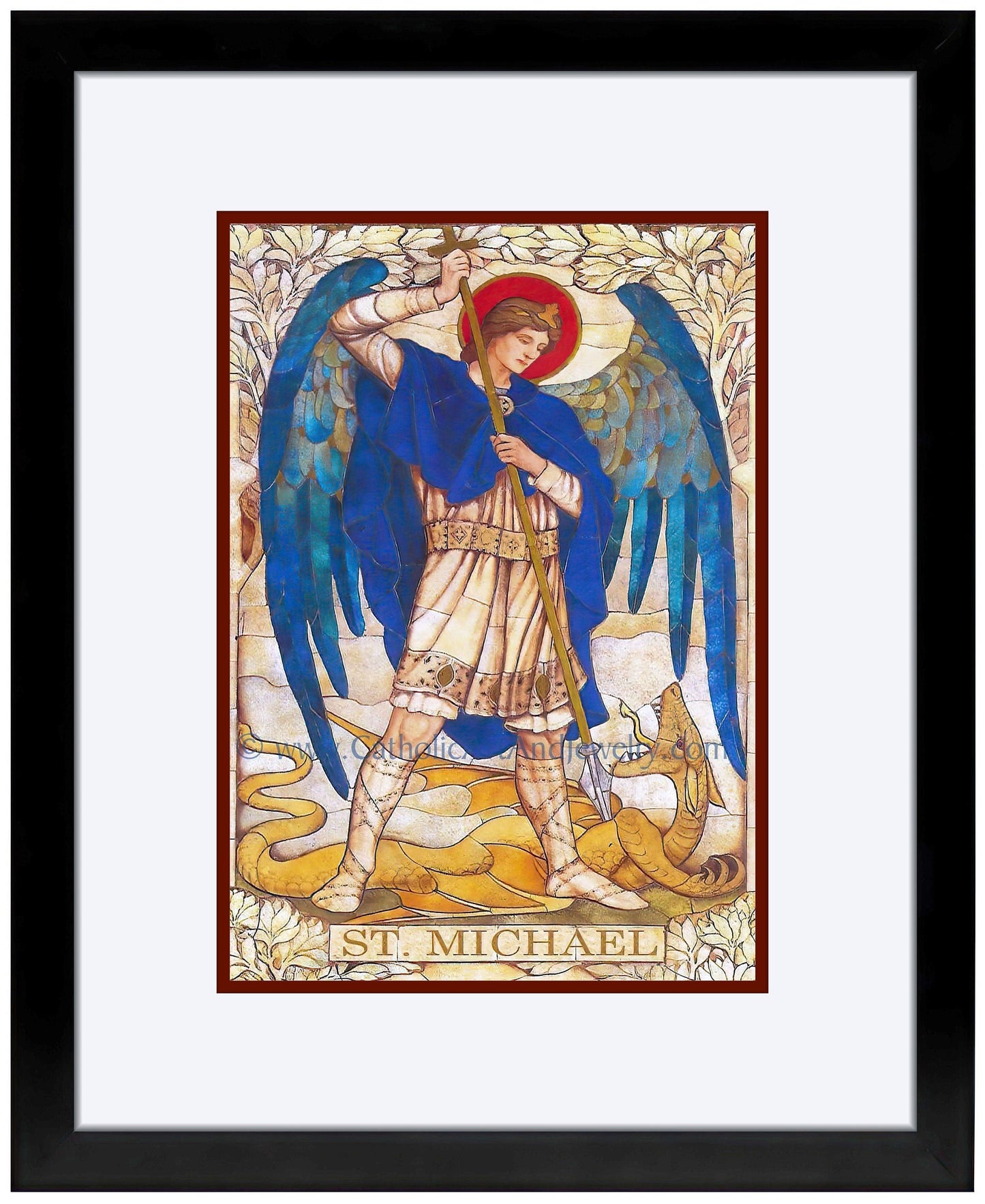 Archangel Michael – based on a Vintage Stained Glass Window – Art Nouveau – Catholic Art Print – Archival – Catholic Gift – Angel - Catholic Art and Jewelry