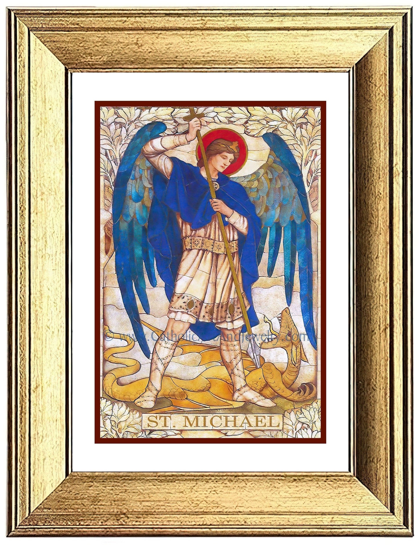 Archangel Michael – based on a Vintage Stained Glass Window – Art Nouveau – Catholic Art Print – Archival – Catholic Gift – Angel - Catholic Art and Jewelry