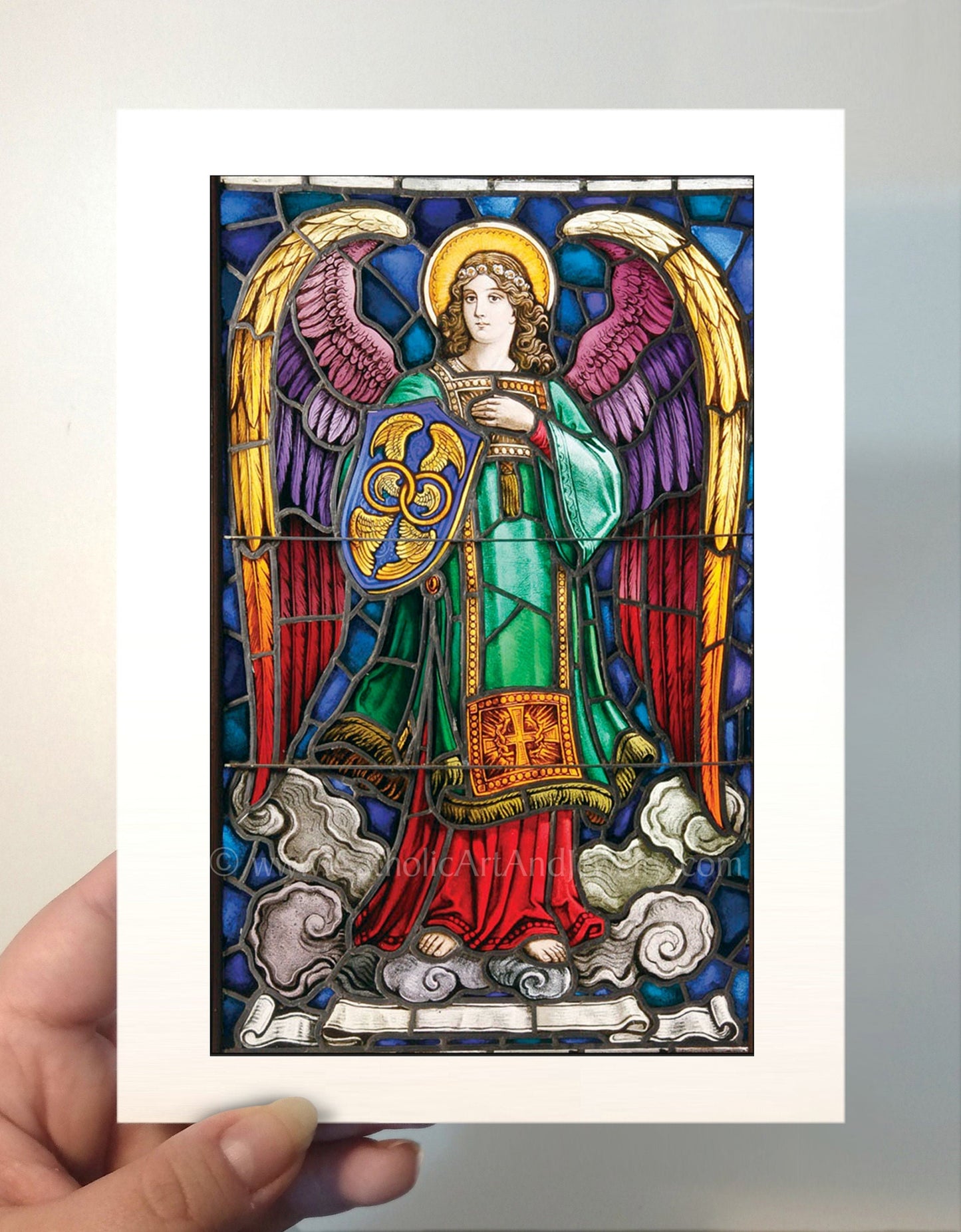 Archangel Michael – based on a Vintage Stained Glass Window – Catholic Art Print - Catholic Art and Jewelry