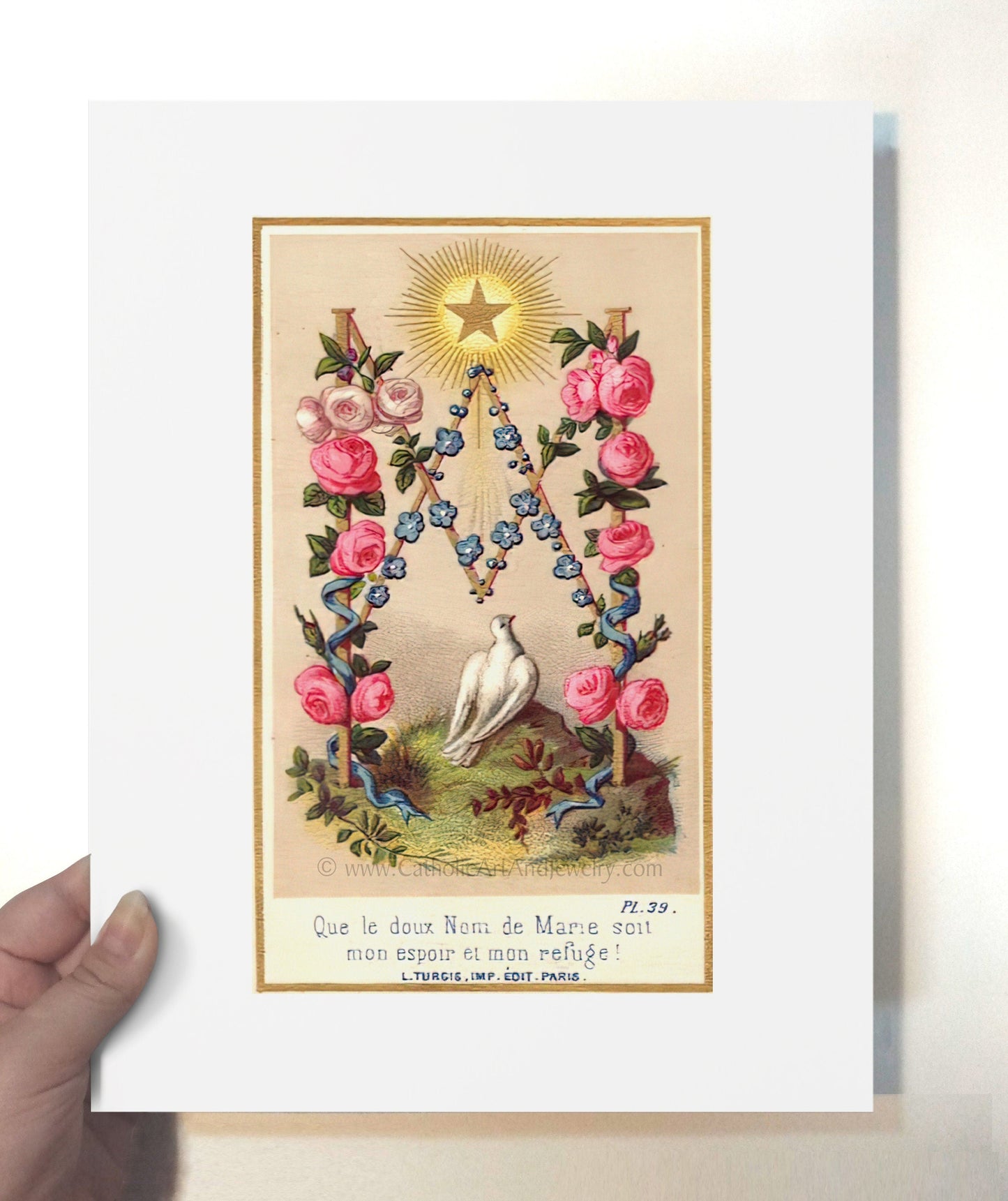 Ave Maria – 2 sizes – Based on a Vintage Holy Card - Catholic Art and Jewelry