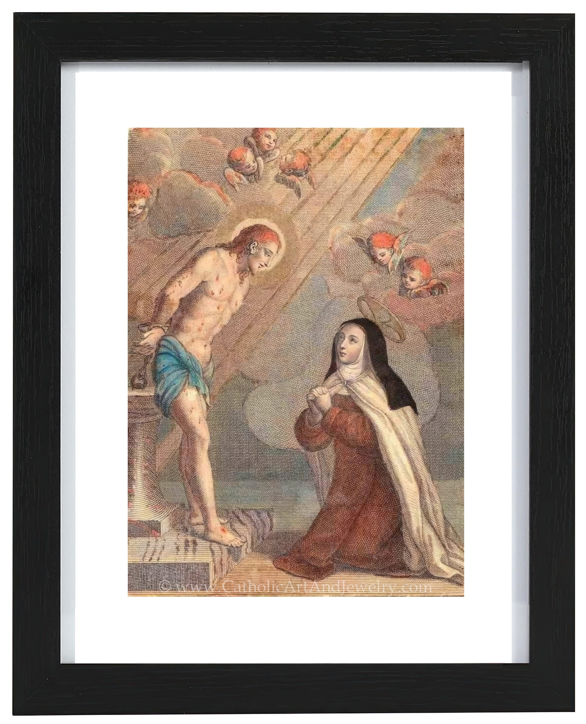 a painting of jesus and a woman