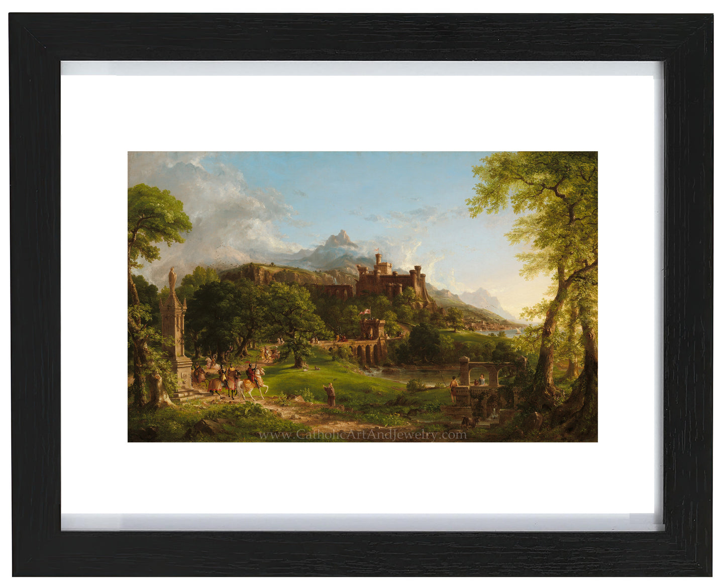 a painting of a castle on a hill
