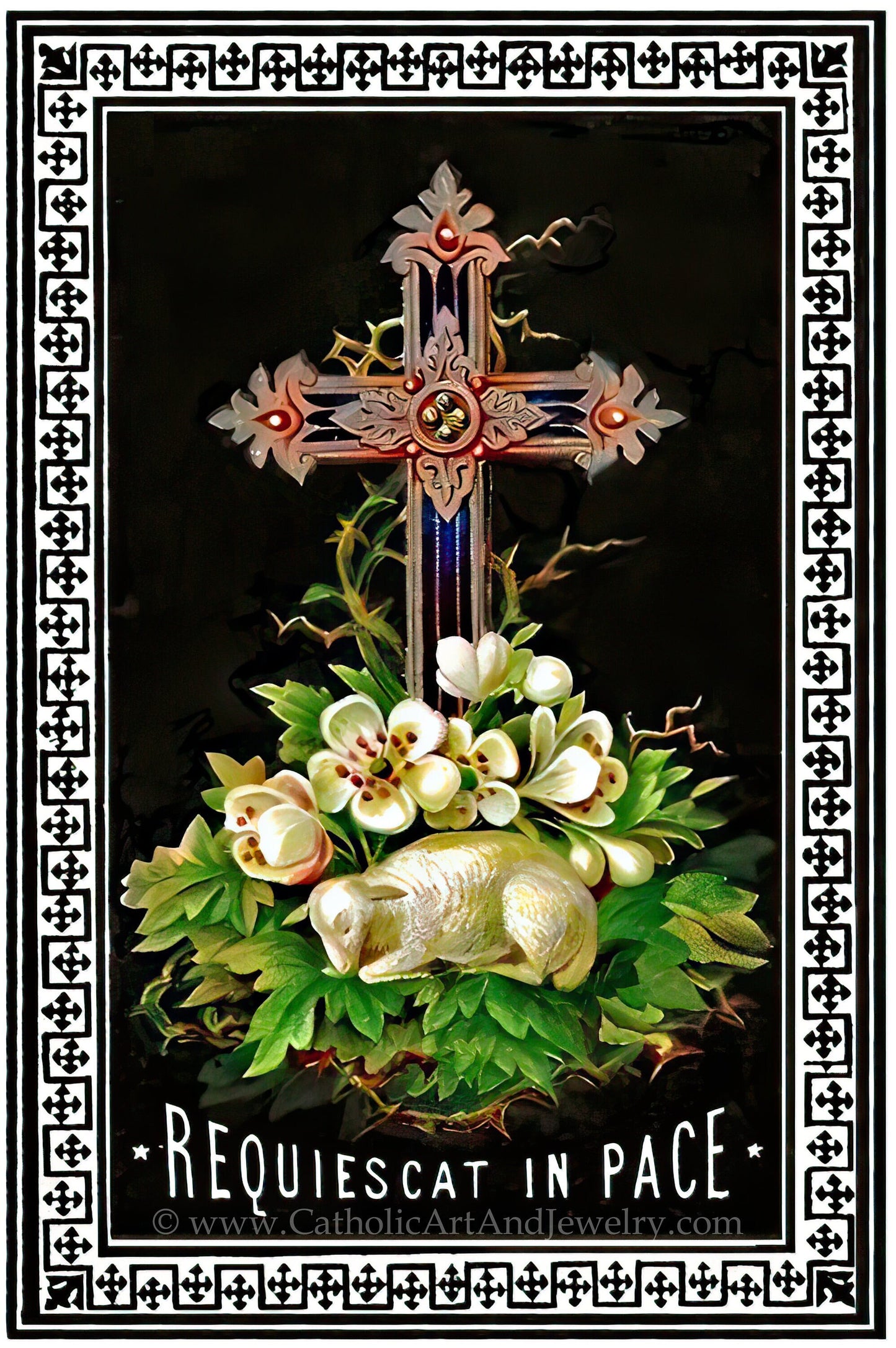 Cross and Flowers – DOWNLOADABLE / PRINTABLE – Traditional Memorial Card / Funeral Card