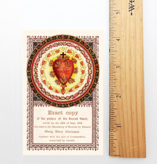 New! Exact Copy of St. Margaret Mary Alacoque's Sacred Heart – with Her Consecration to the Sacred Heart – pack of 10/100/1000–Restored Card