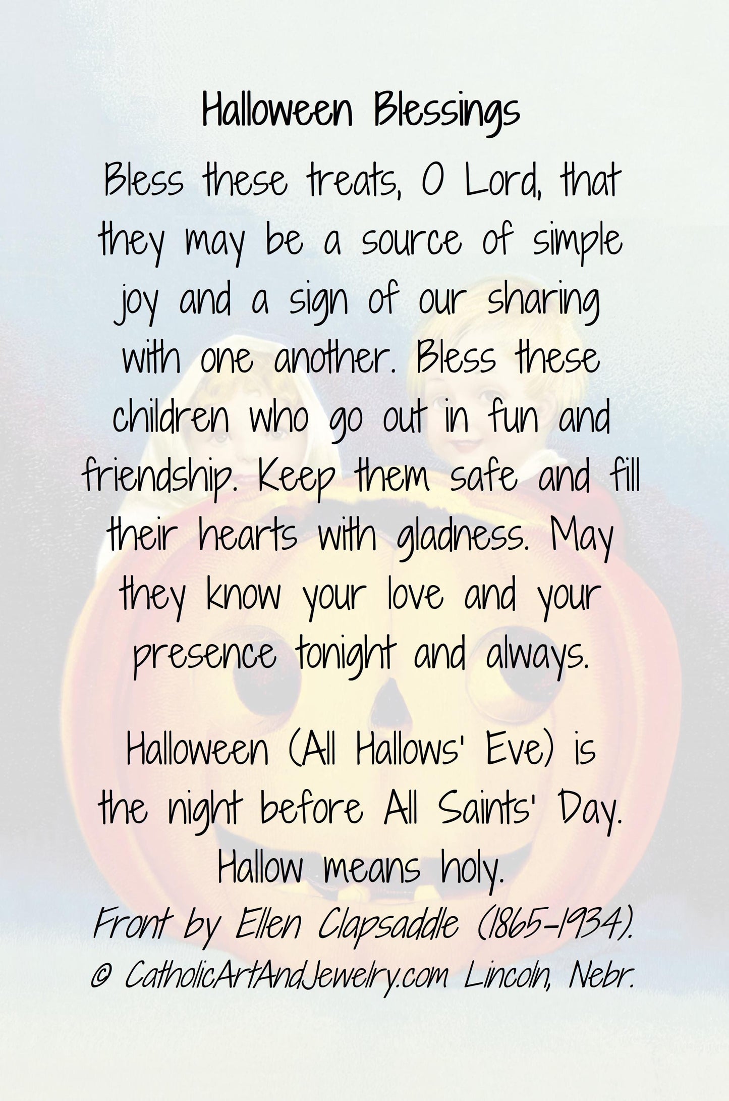 New! Halloween Blessings! – Catholic/Christian Holy Card – All Hallows' Eve – Vintage Holy Card – pack of 10/100/1000