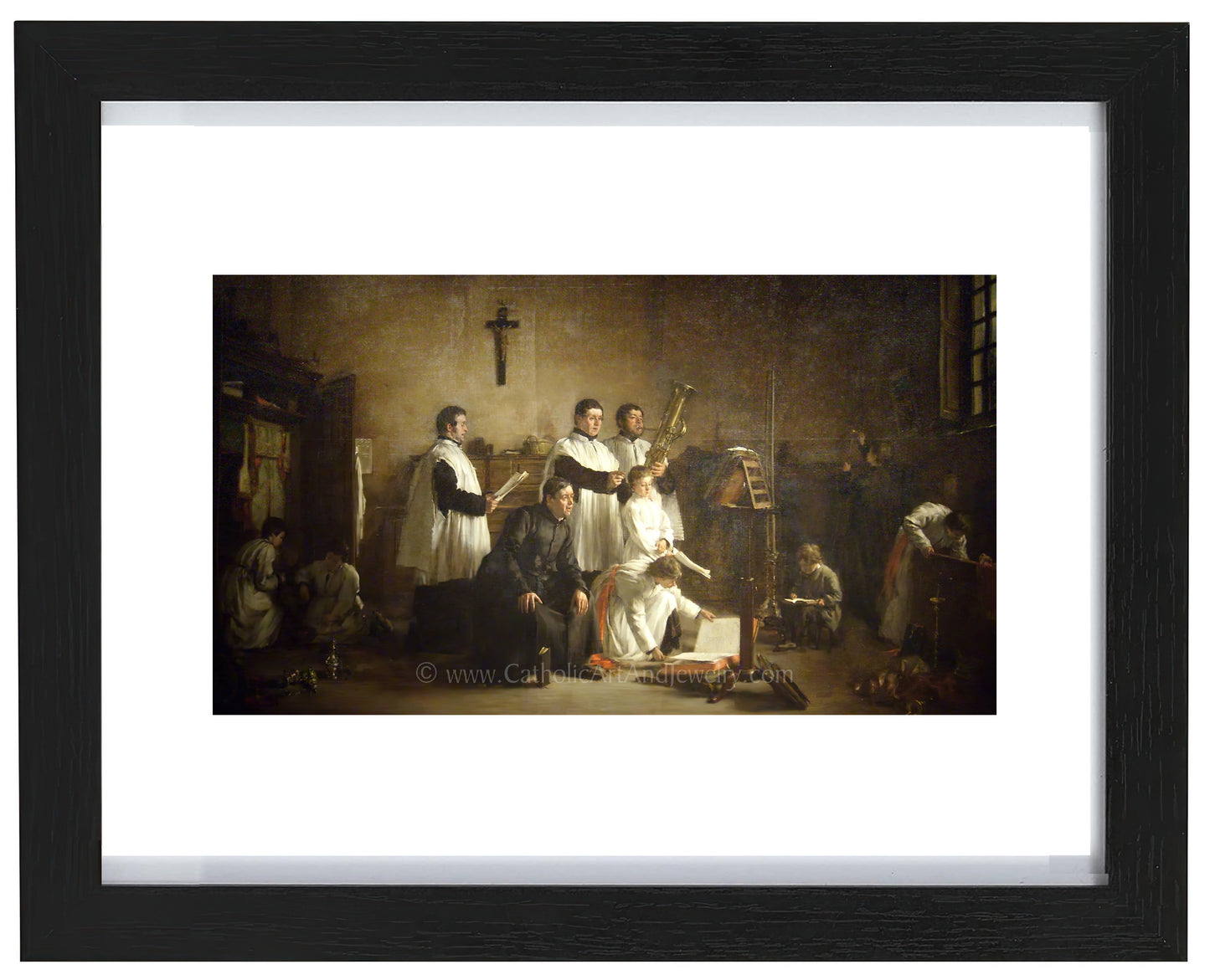 a painting of a group of people in a room