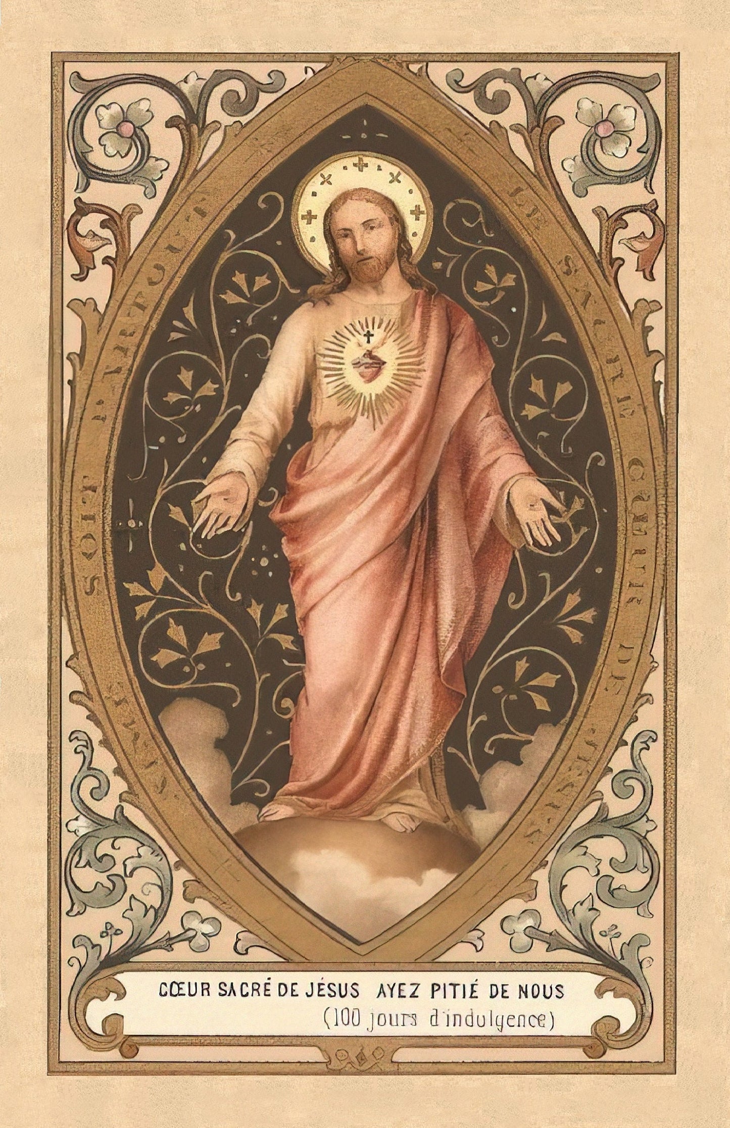 New! Litany of the Sacred Heart – Restored Vintage Sacred Heart Holy Card – pack of 10/100/1000