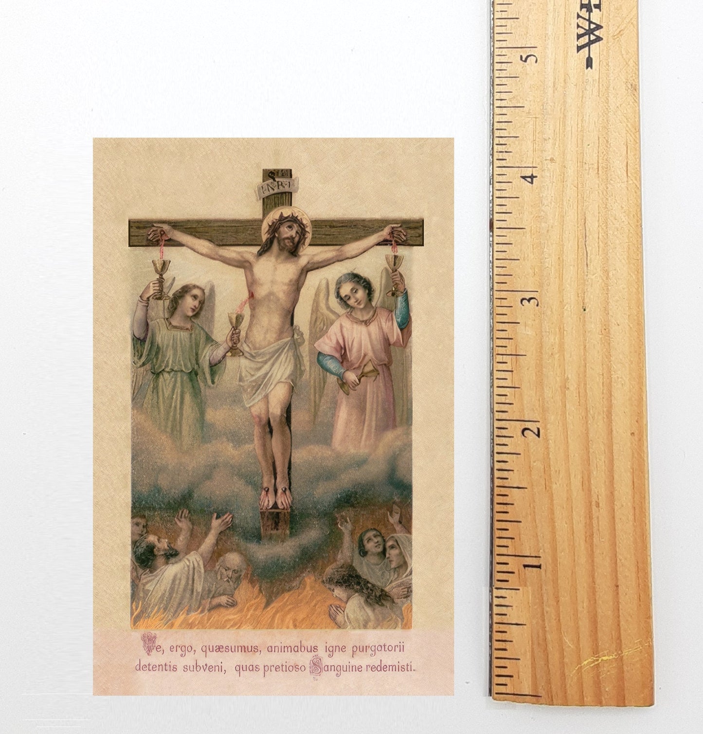 Prayer for the Holy Souls in Purgatory – St. Gertrude's Prayer – Restored Vintage Holy Card / Funeral Card – pack of 10/100/1000