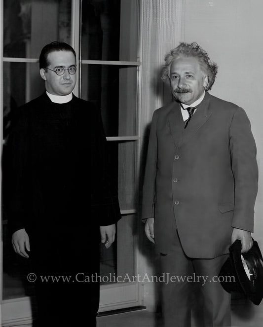 Fr. Georges Lemaître and Einstein – The Big Bang is a Catholic Theory – Exclusive Photo Restoration – Archival Qualioty – Catholic Art