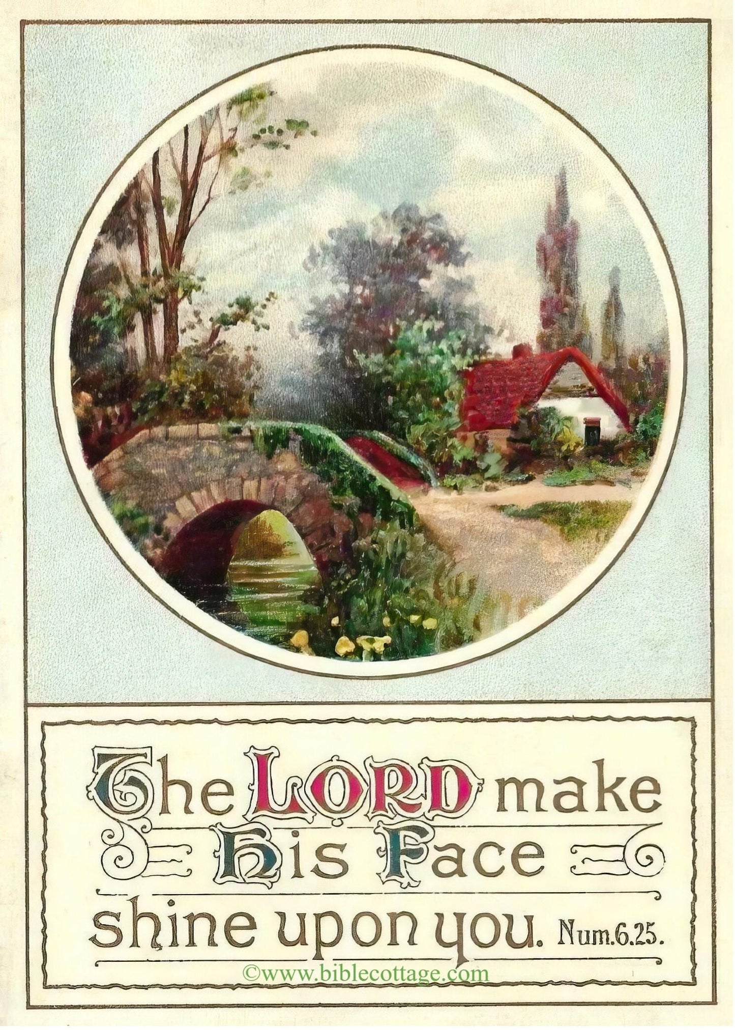 The Lord Make His Face Shine Upon You – Numbers 6:25 – Vintage Bible Art – Inspiring and Encouraging