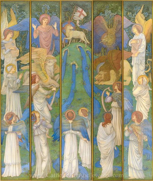 Paradise, with the Worship of the Holy Lamb – Edward Burne-Jones – Beautiful Catholic Artwork – Archival Quality