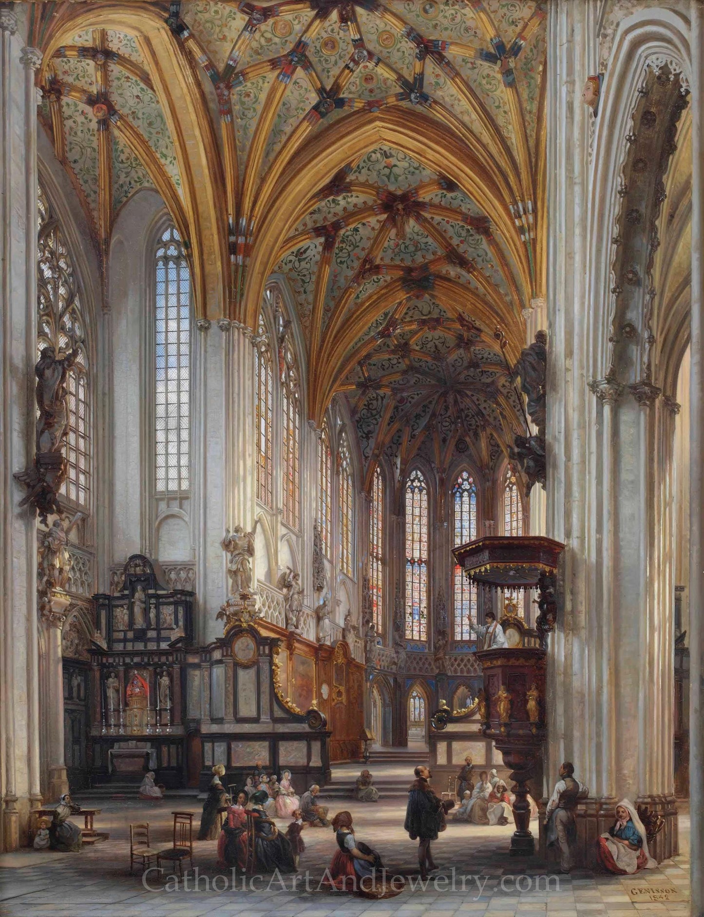 New! Church Interior – Interior of the Saint-Jacques-le-Mineur Church, Liège – Jules Victor Génisson – Beautiful Catholic Art