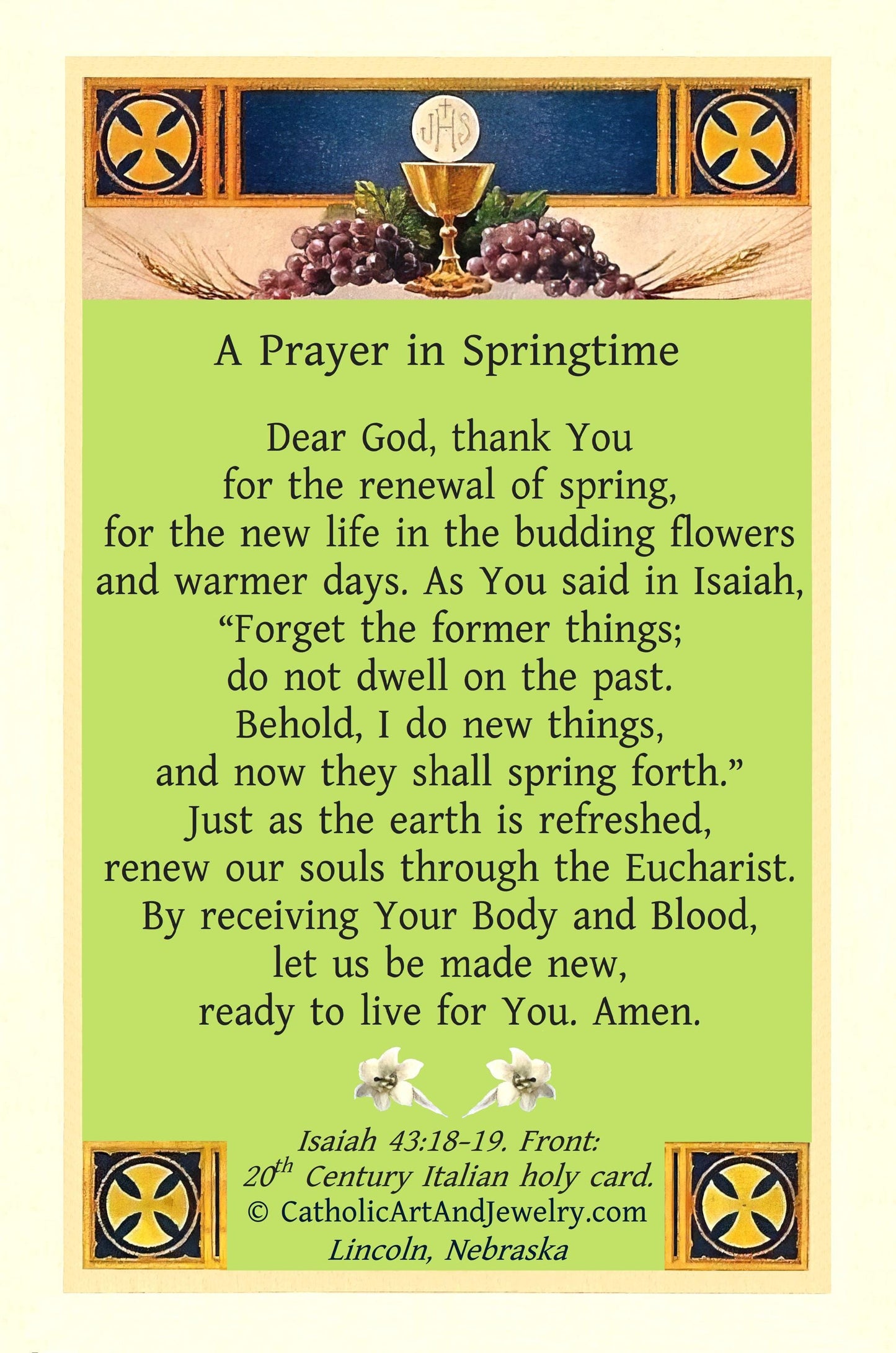 New! Christ Child Holy Card – Easter Springtime – pack of 10/100/1000 – Restored Vintage Holy Card