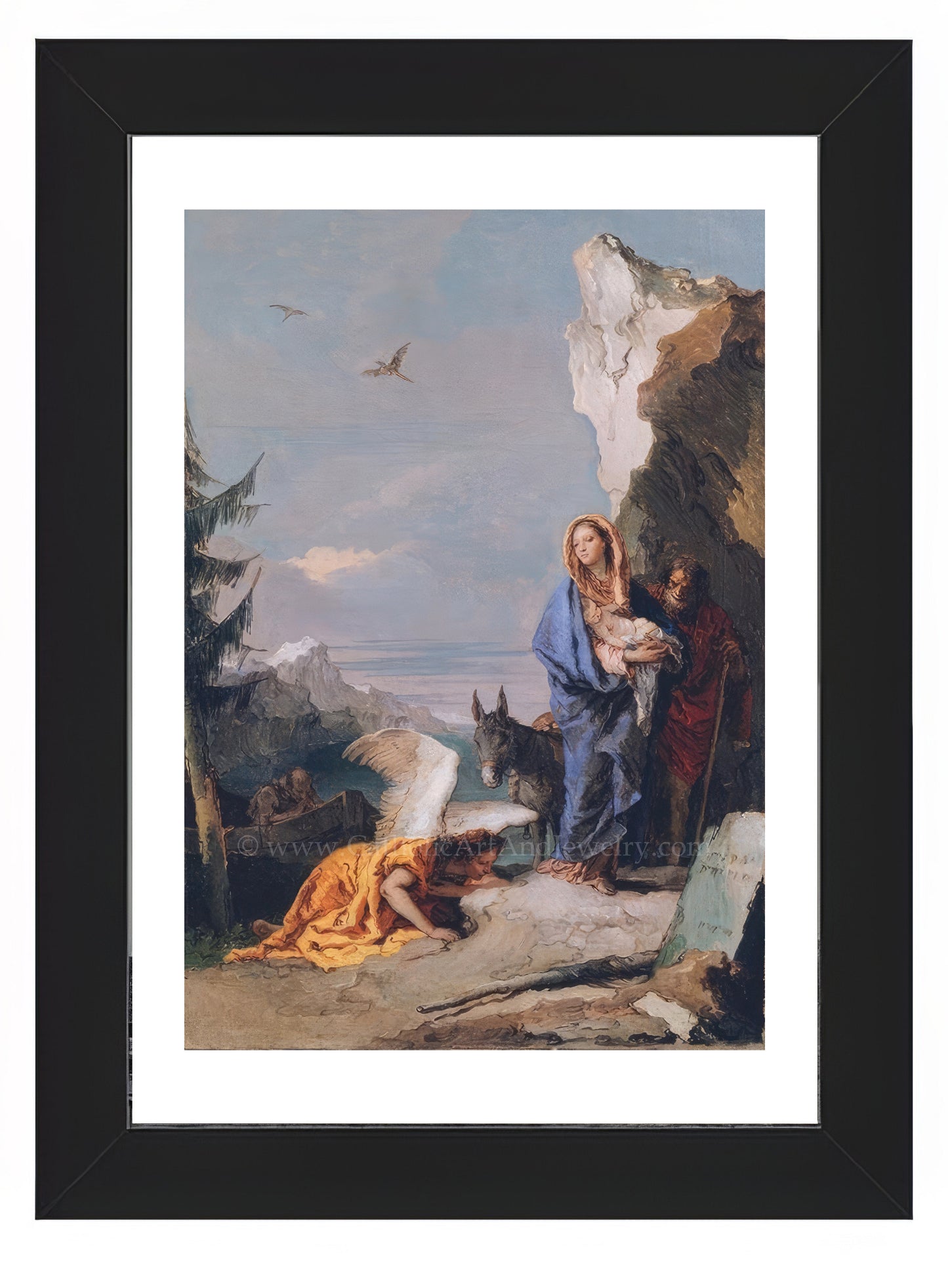 a painting of a man holding a child