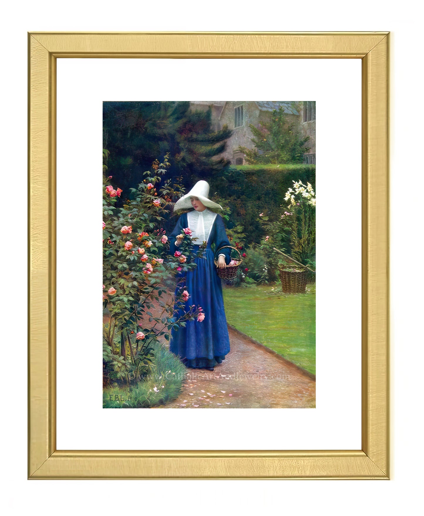 a painting of a woman in a garden
